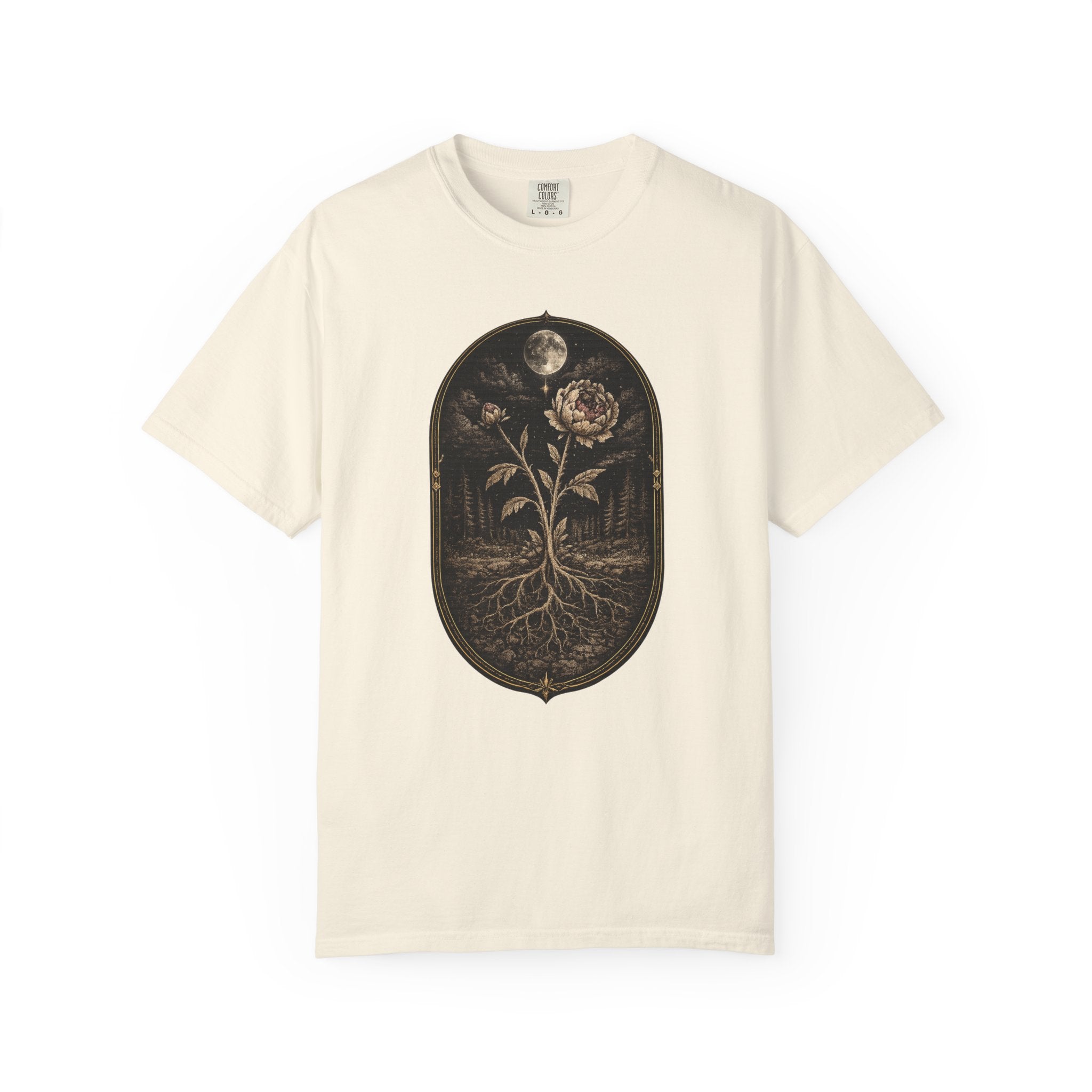 Botanical Moonflower T-Shirt - Vintage Floral with Roots Graphic
