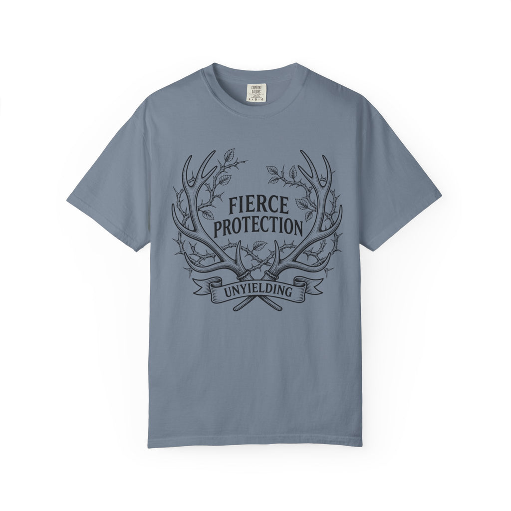 Fierce Protection T-Shirt — 'Fierce Protection, Unyielding' Antler Crest Tee
