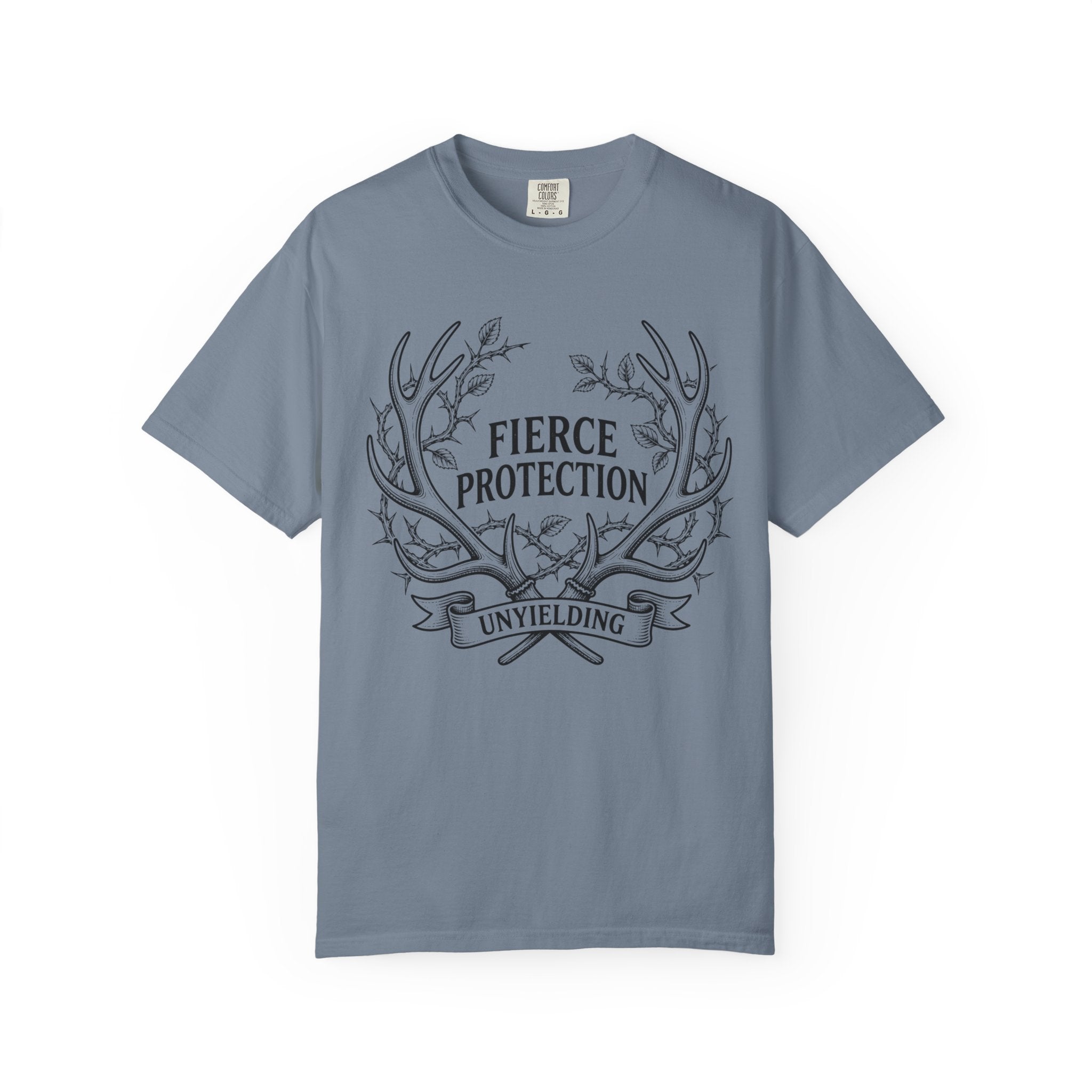 Fierce Protection T-Shirt — 'Fierce Protection, Unyielding' Antler Crest Tee