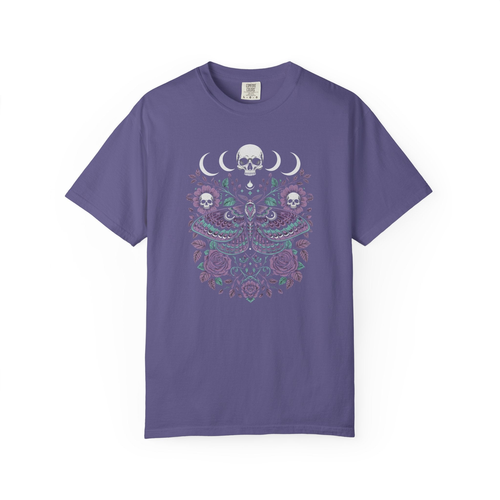 Celestial Moth & Skull Graphic Tee - Occult Comfort Colors Shirt