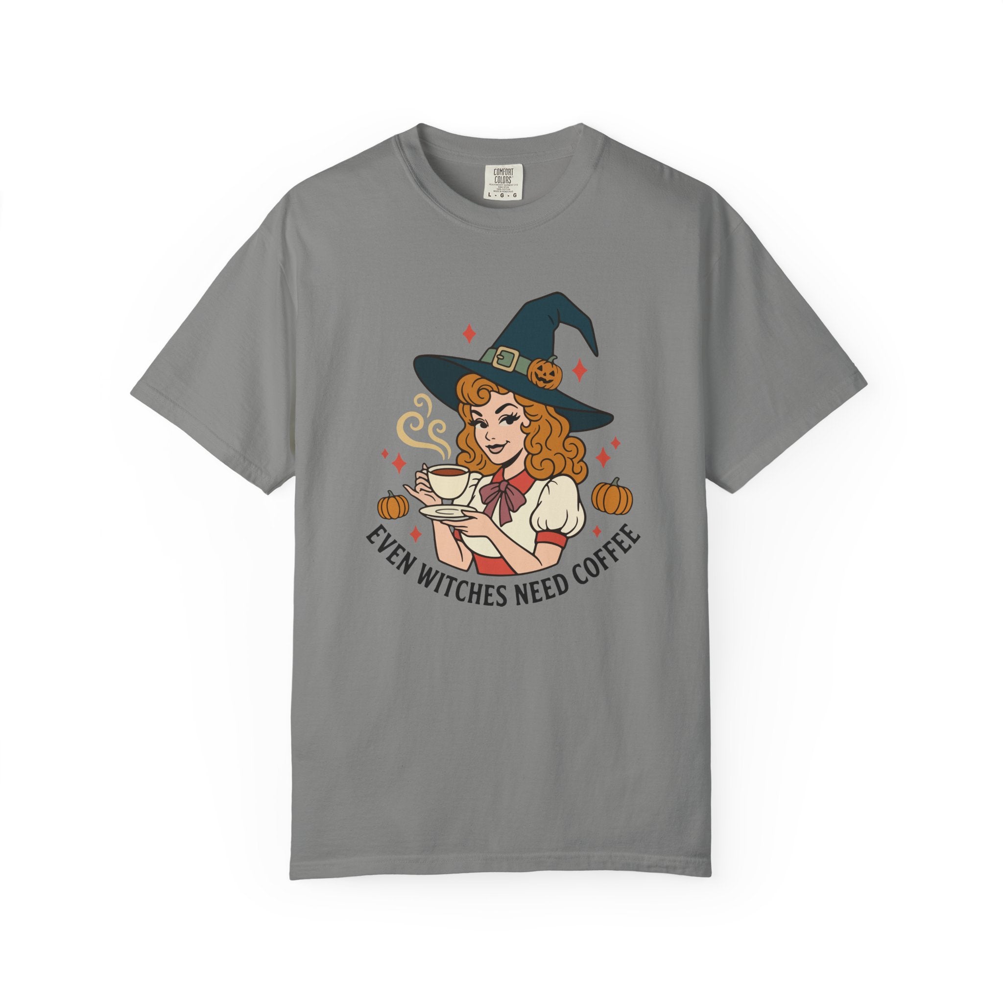 Witch Coffee T-Shirt — "Even Witches Need Coffee" Halloween Tee