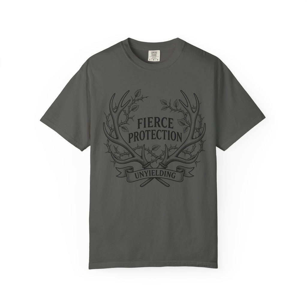 Fierce Protection T-Shirt — 'Fierce Protection, Unyielding' Antler Crest Tee