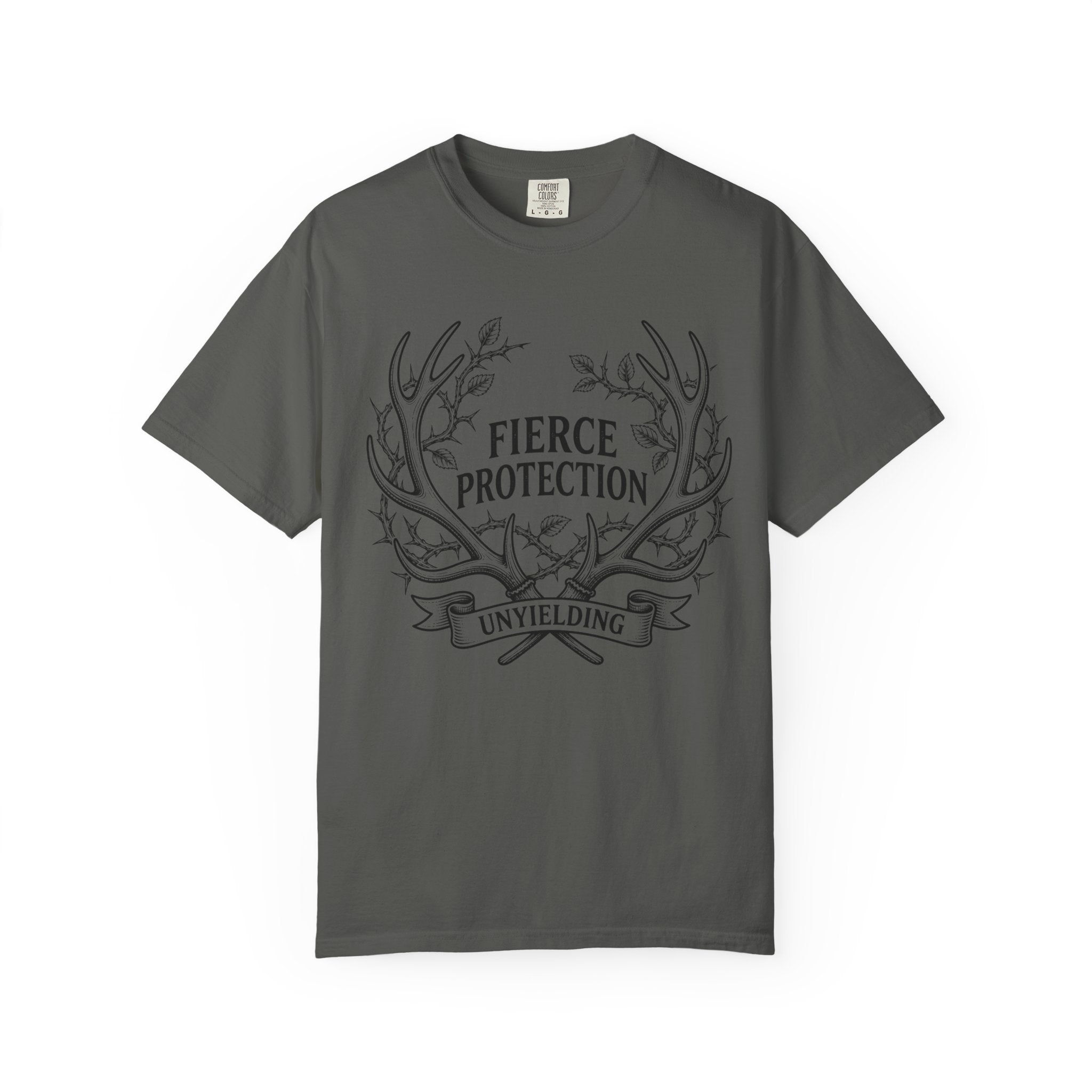 Fierce Protection T-Shirt — 'Fierce Protection, Unyielding' Antler Crest Tee