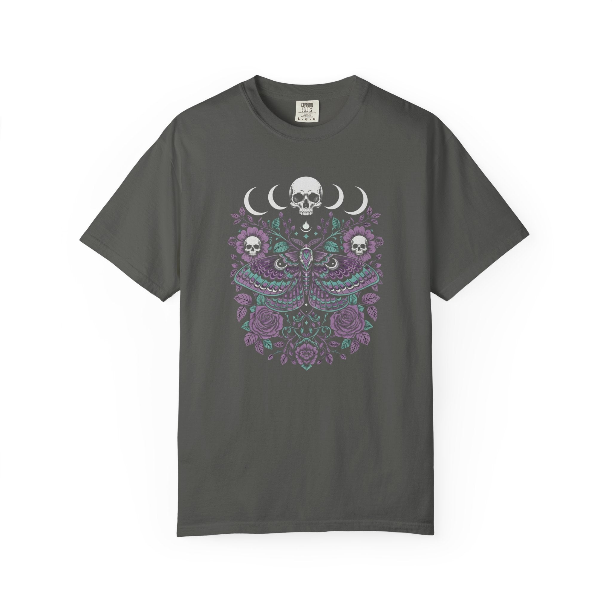 Celestial Moth & Skull Graphic Tee - Occult Comfort Colors Shirt