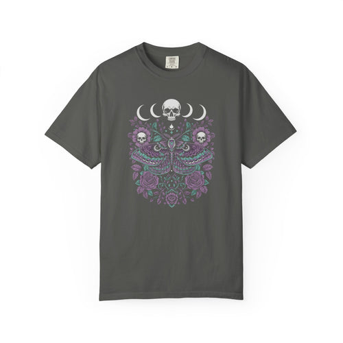 Celestial Moth & Skull Graphic Tee - Occult Comfort Colors Shirt