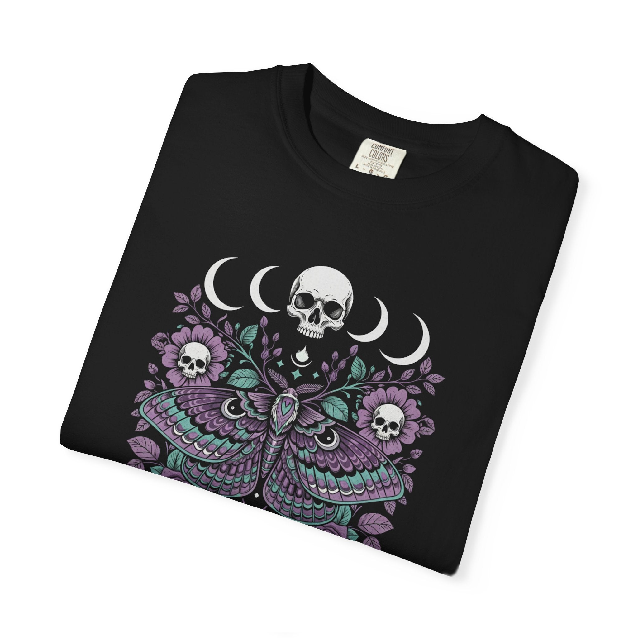 Celestial Moth & Skull Graphic Tee - Occult Comfort Colors Shirt