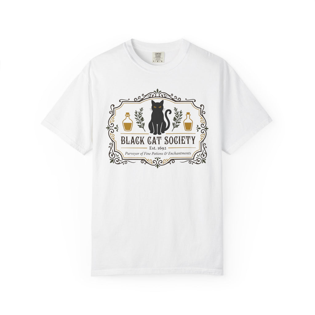 Black Cat Society Shirt Comfort Colors Tee Folklore Clothing Apothecary Graphic TShirt Subtle Witchy Top Mystic Cat Gift