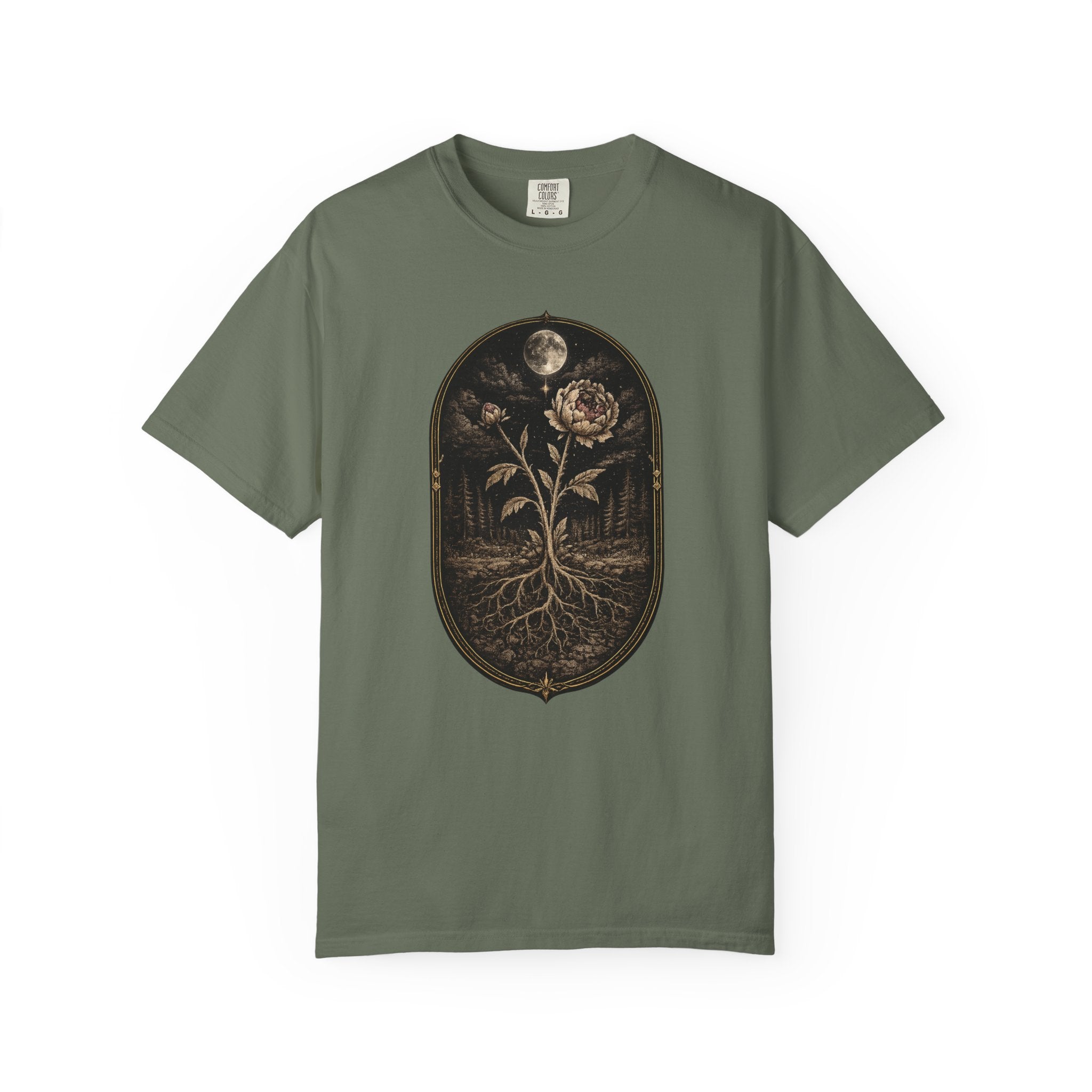 Botanical Moonflower T-Shirt - Vintage Floral with Roots Graphic