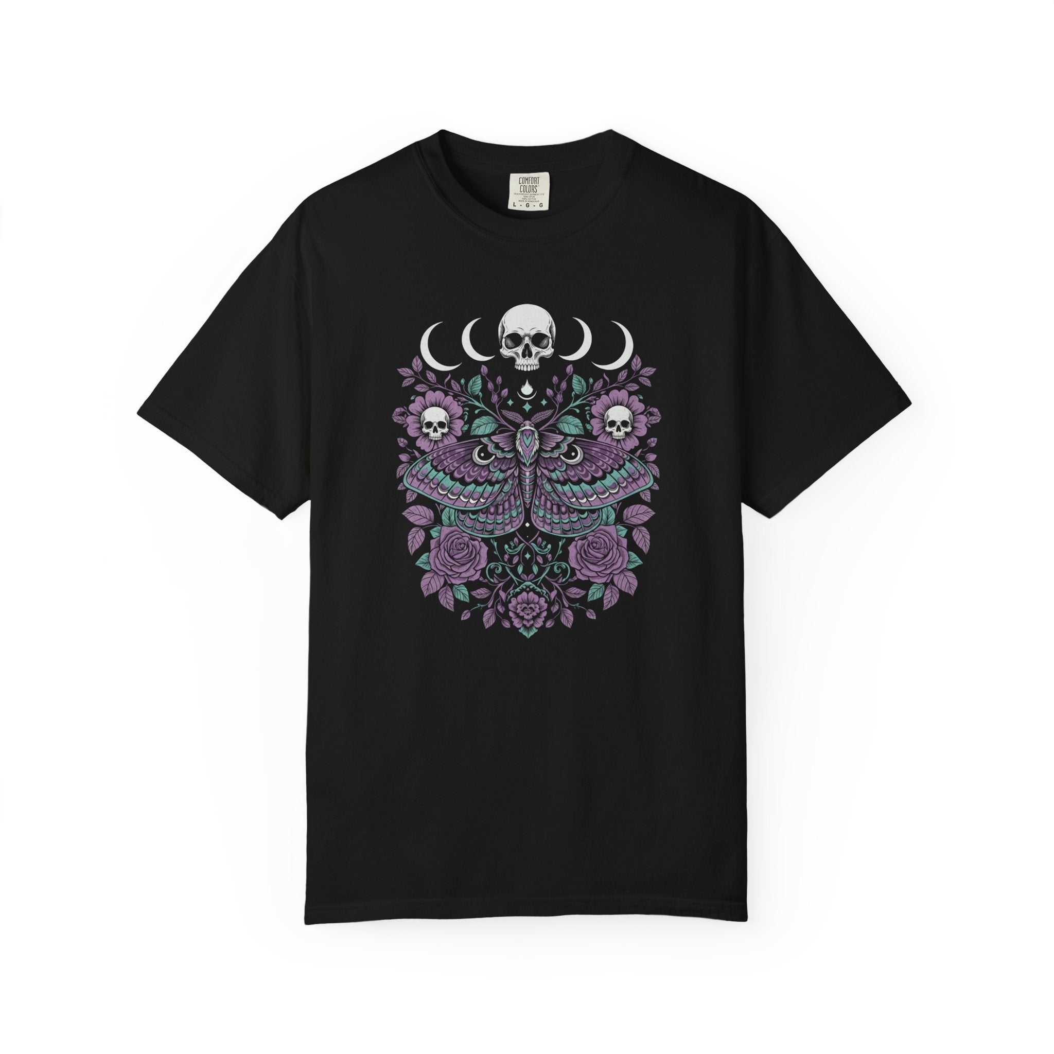 Celestial Moth & Skull Graphic Tee - Occult Comfort Colors Shirt
