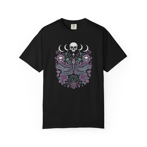 Celestial Moth & Skull Graphic Tee - Occult Comfort Colors Shirt
