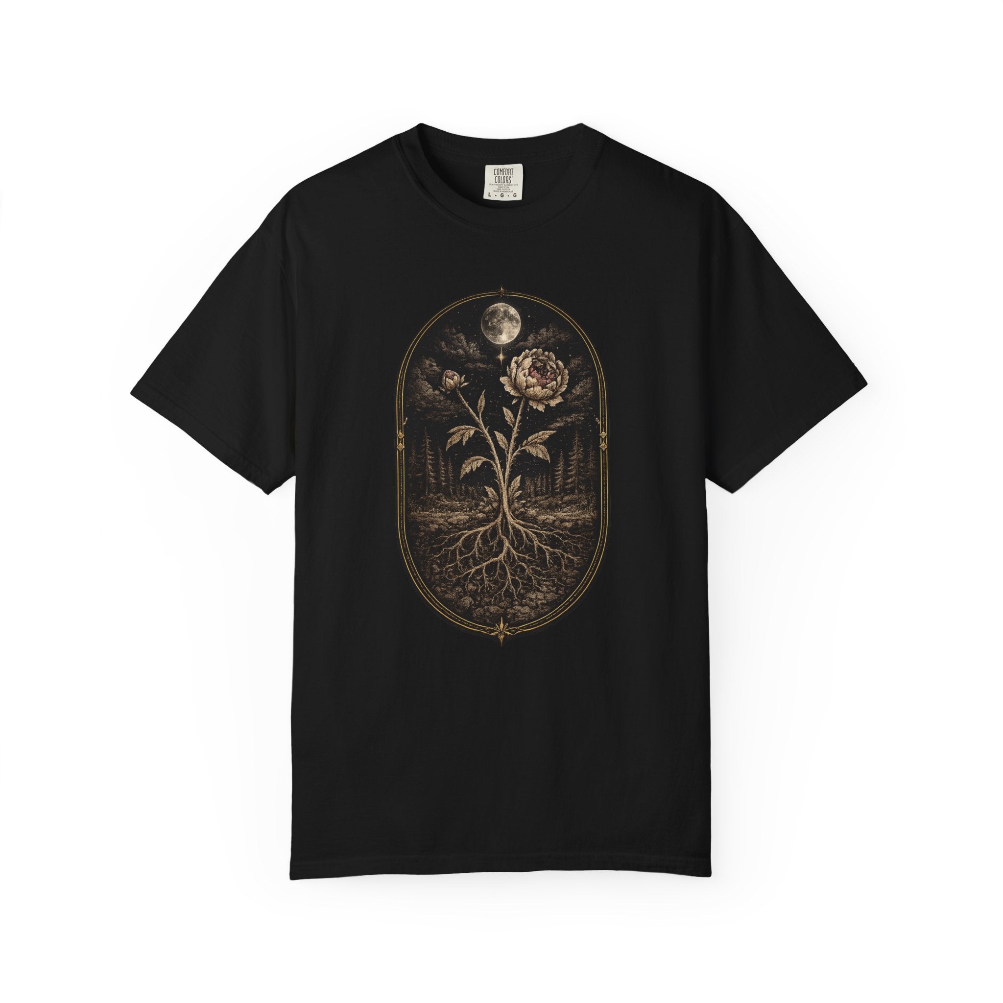 Botanical Moonflower T-Shirt - Vintage Floral with Roots Graphic