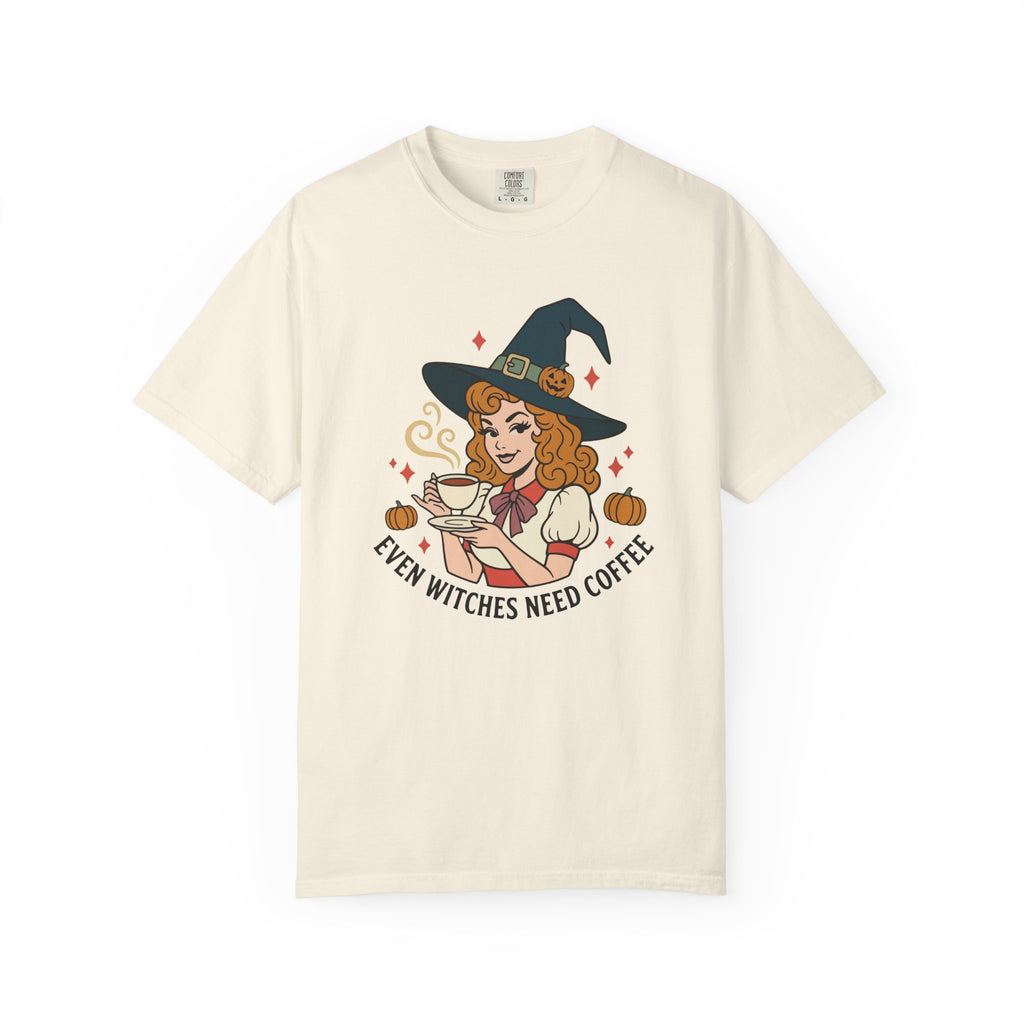Witch Coffee T-Shirt — "Even Witches Need Coffee" Halloween Tee
