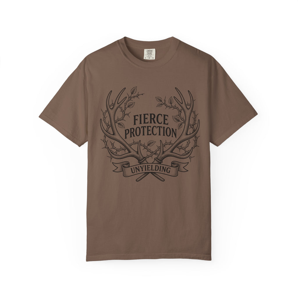 Fierce Protection T-Shirt — 'Fierce Protection, Unyielding' Antler Crest Tee