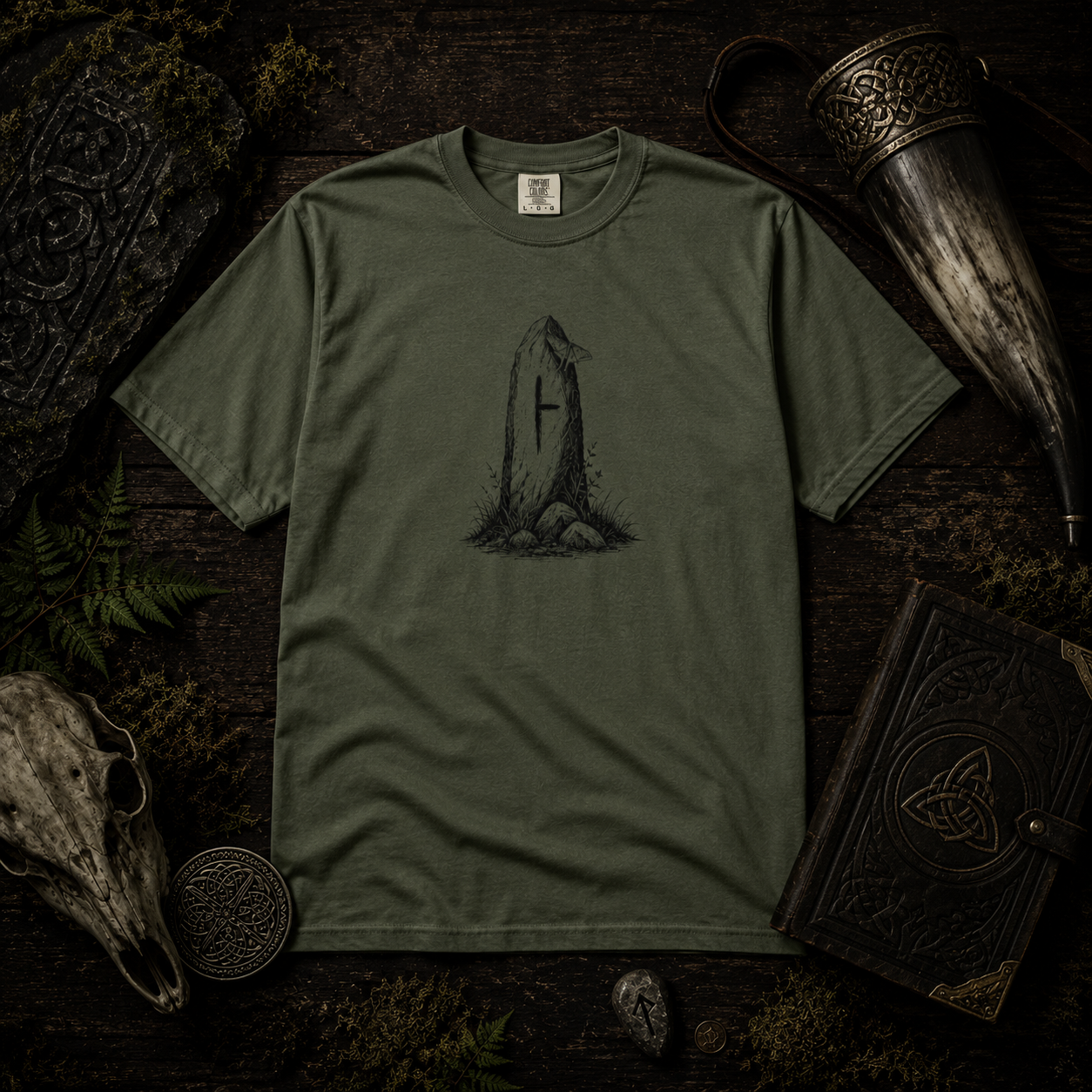 The Beith Stone Tee – Birch and Beginnings - Premium Vintage Art Graphic Tee - Blackthorn Hollow