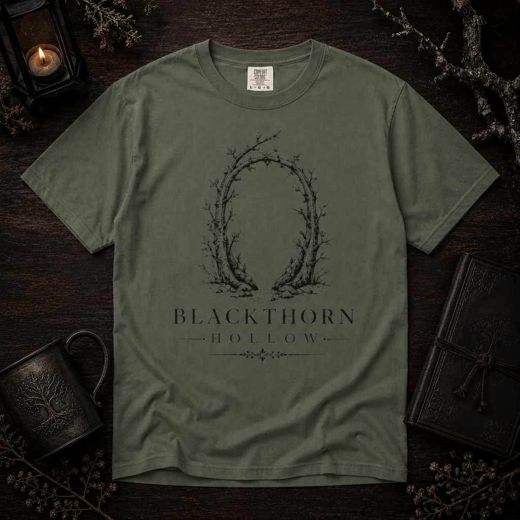 Blackthorn Hollow T-shirt - Vintage Botanical Crest Tee