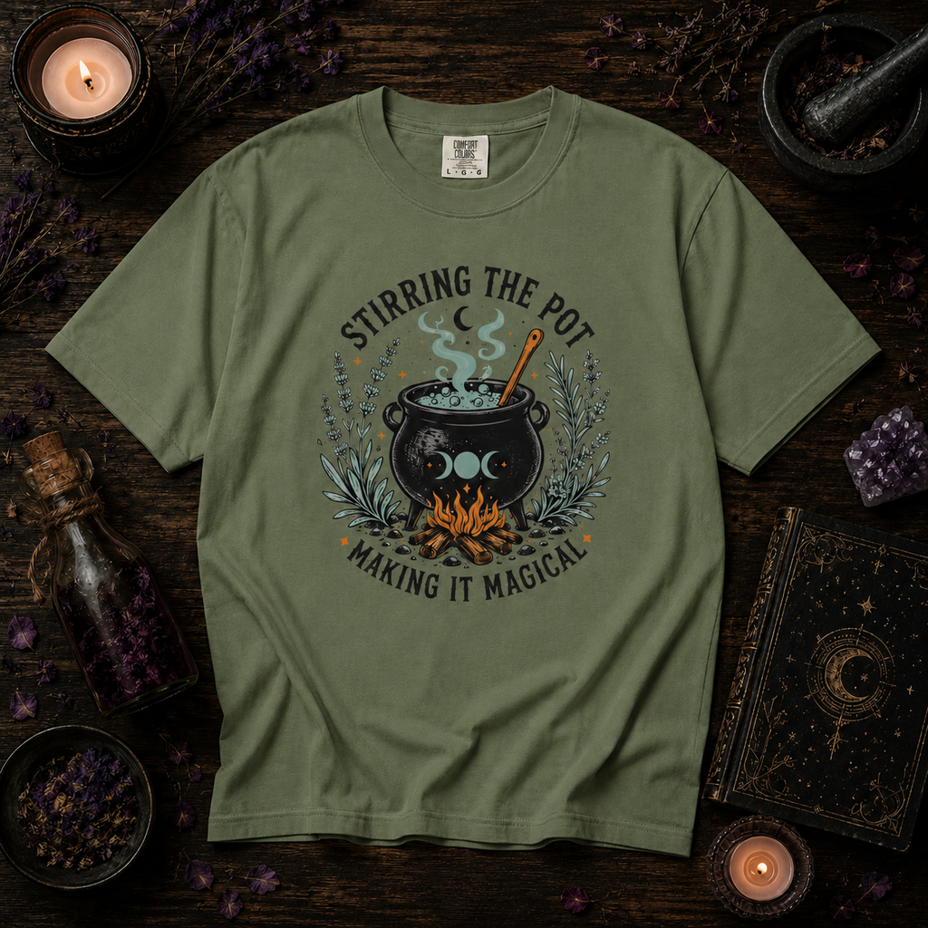Stirring the Pot, Making It Magical - Witchy Graphic Tee -  Cauldron T-Shirt