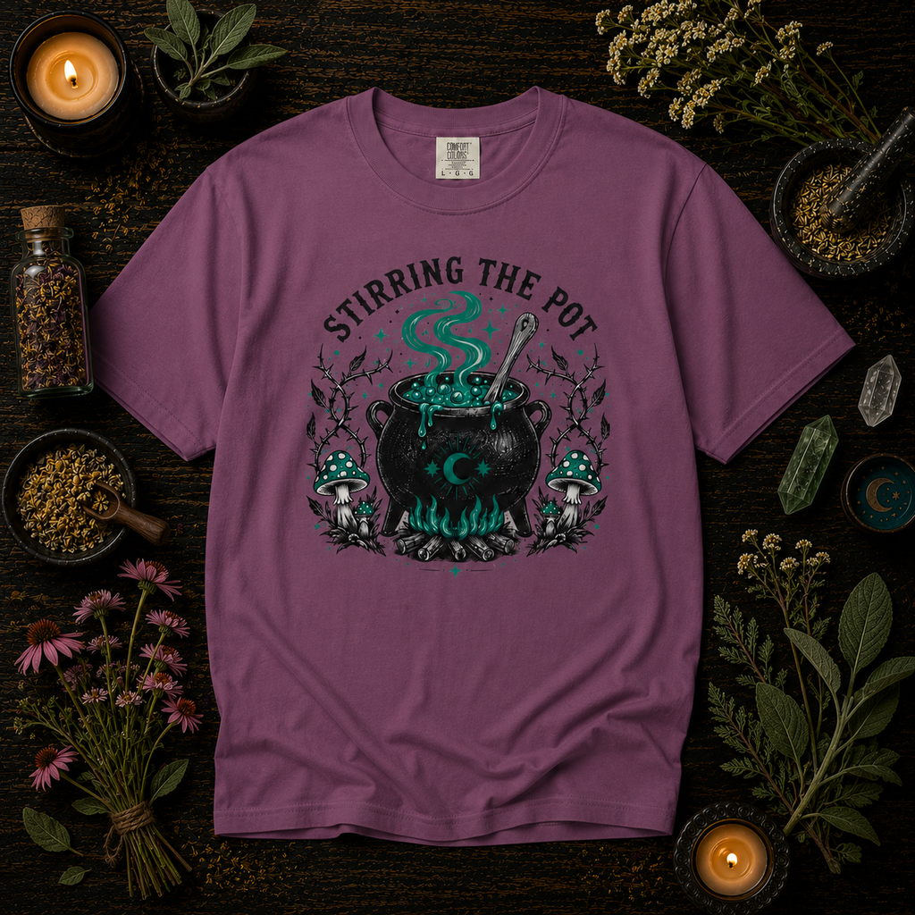 Stirring the Pot - Witch Cauldron Tee - Graphic T-Shirt