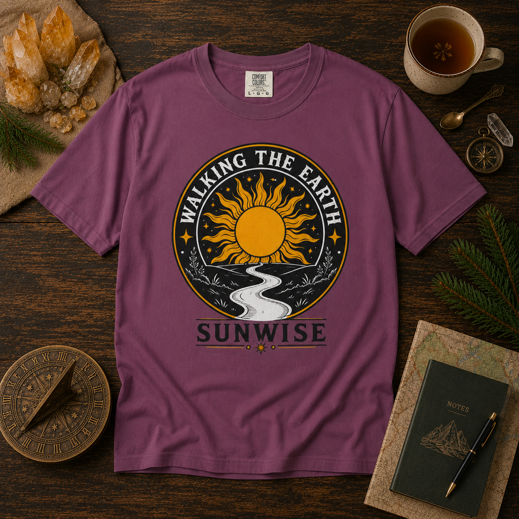 Walking the Earth Sunwise - Graphic T-Shirt - Vintage Nature Tee