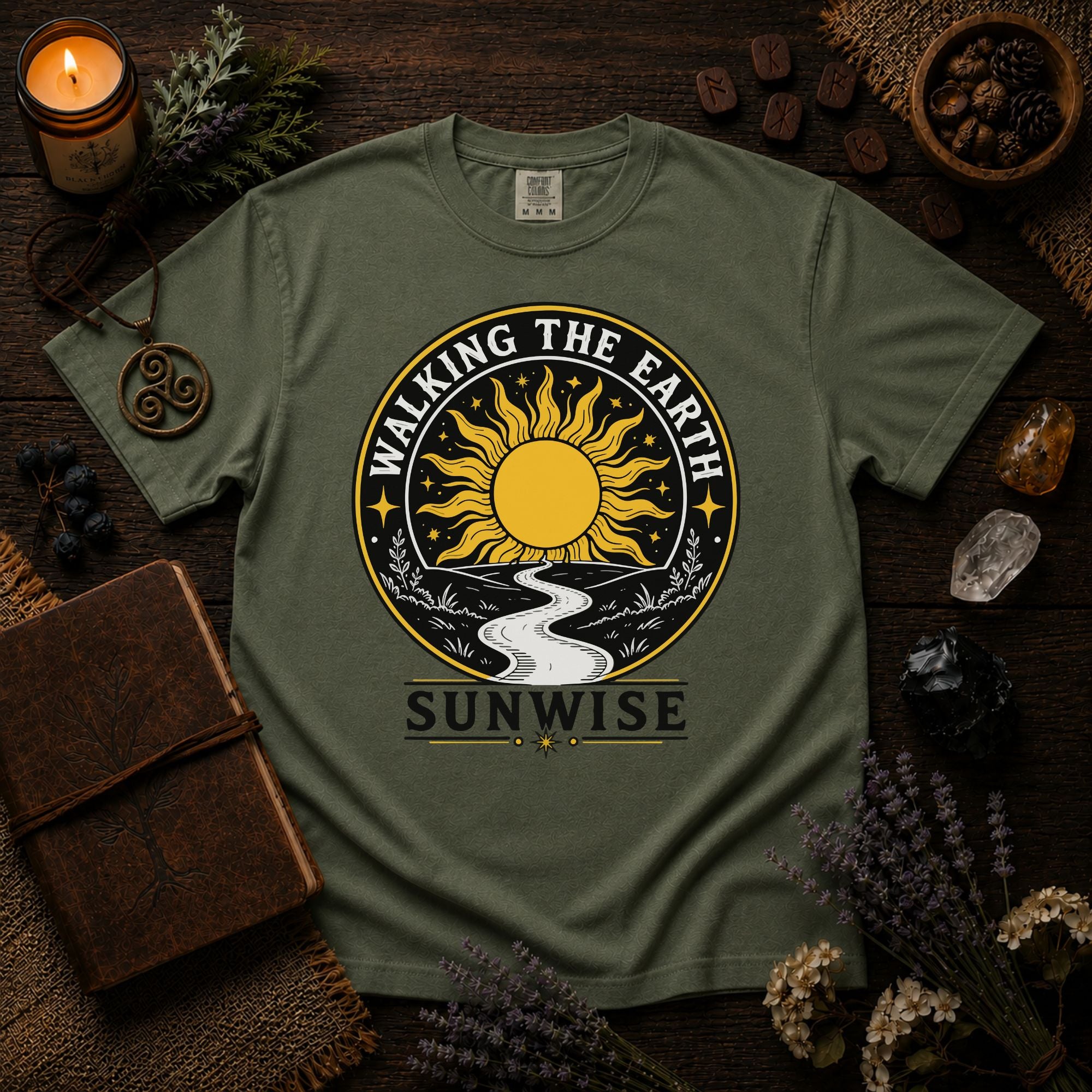 Walking the Earth Sunwise - Graphic T-Shirt - Vintage Nature Tee