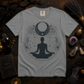 Meditation Moon T-Shirt — Yoga Silhouette & Crescent Moon Graphic