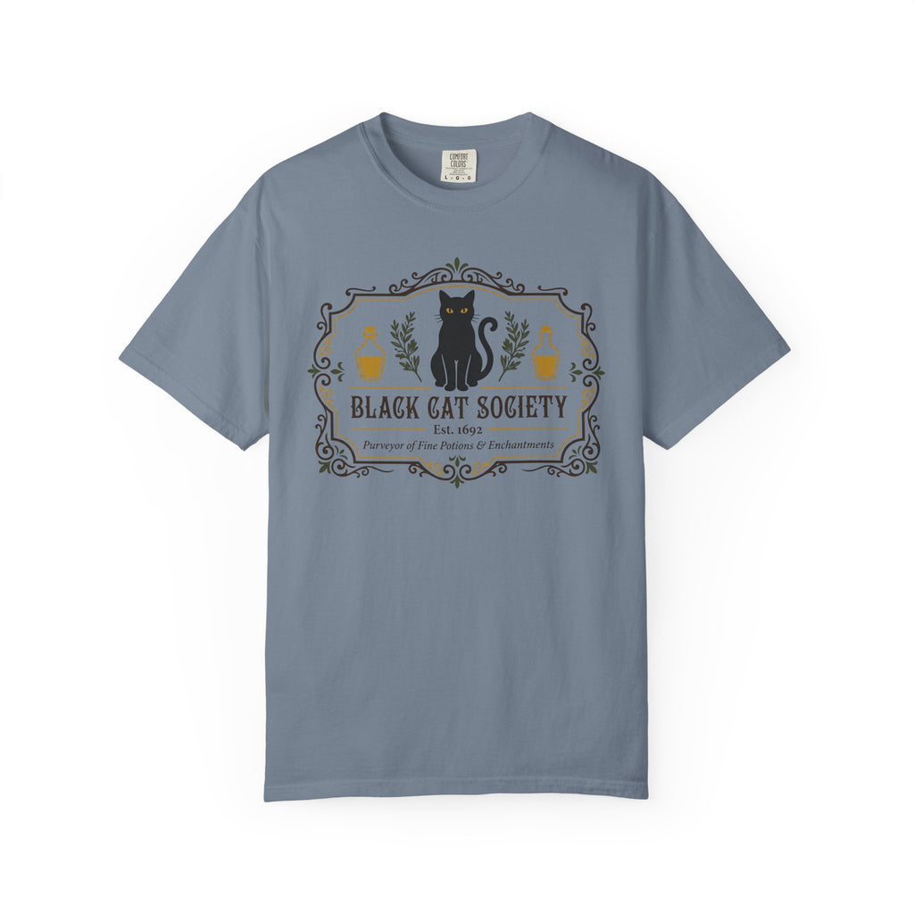 Black Cat Society Shirt Comfort Colors Tee Folklore Clothing Apothecary Graphic TShirt Subtle Witchy Top Mystic Cat Gift