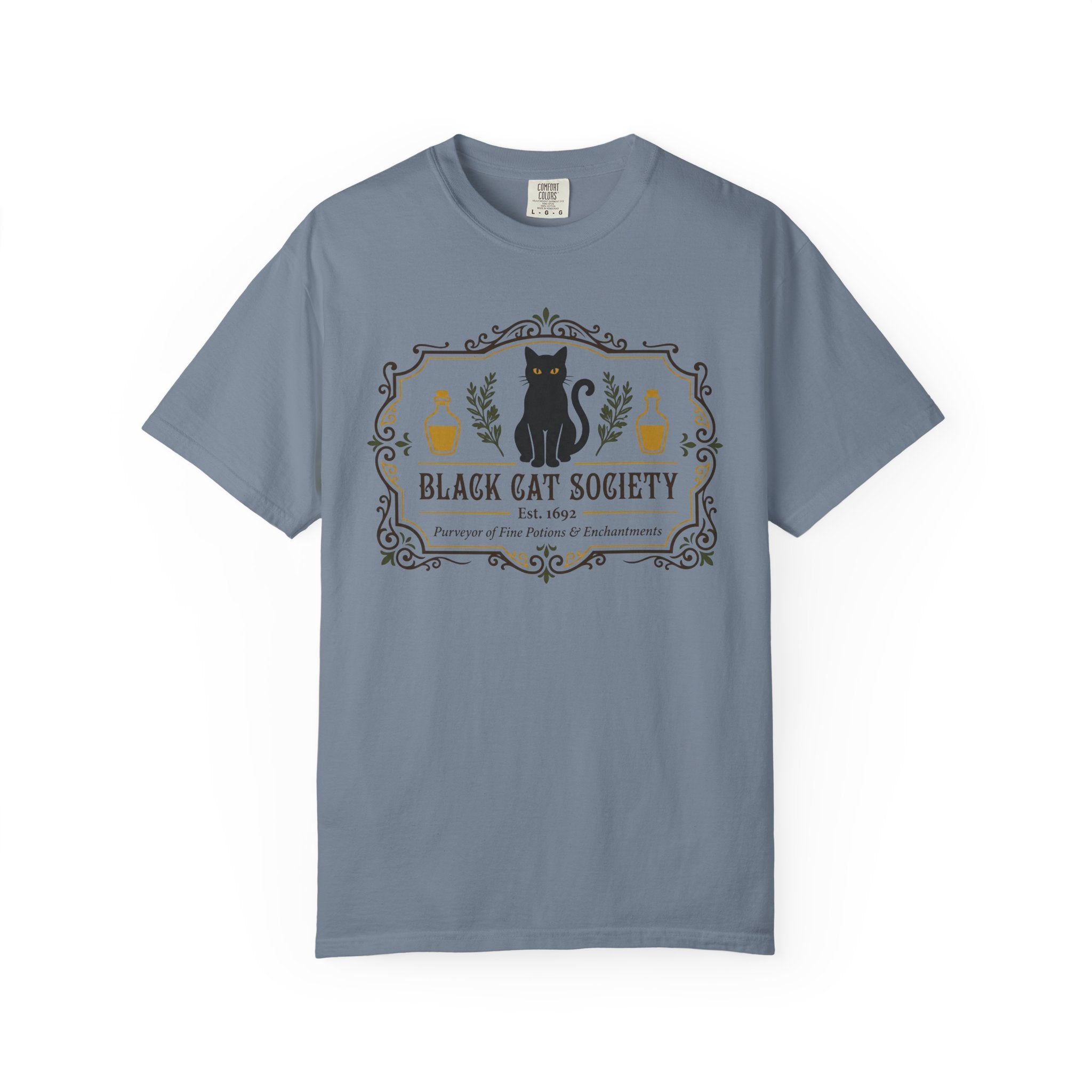 Black Cat Society Shirt Comfort Colors Tee Folklore Clothing Apothecary Graphic TShirt Subtle Witchy Top Mystic Cat Gift