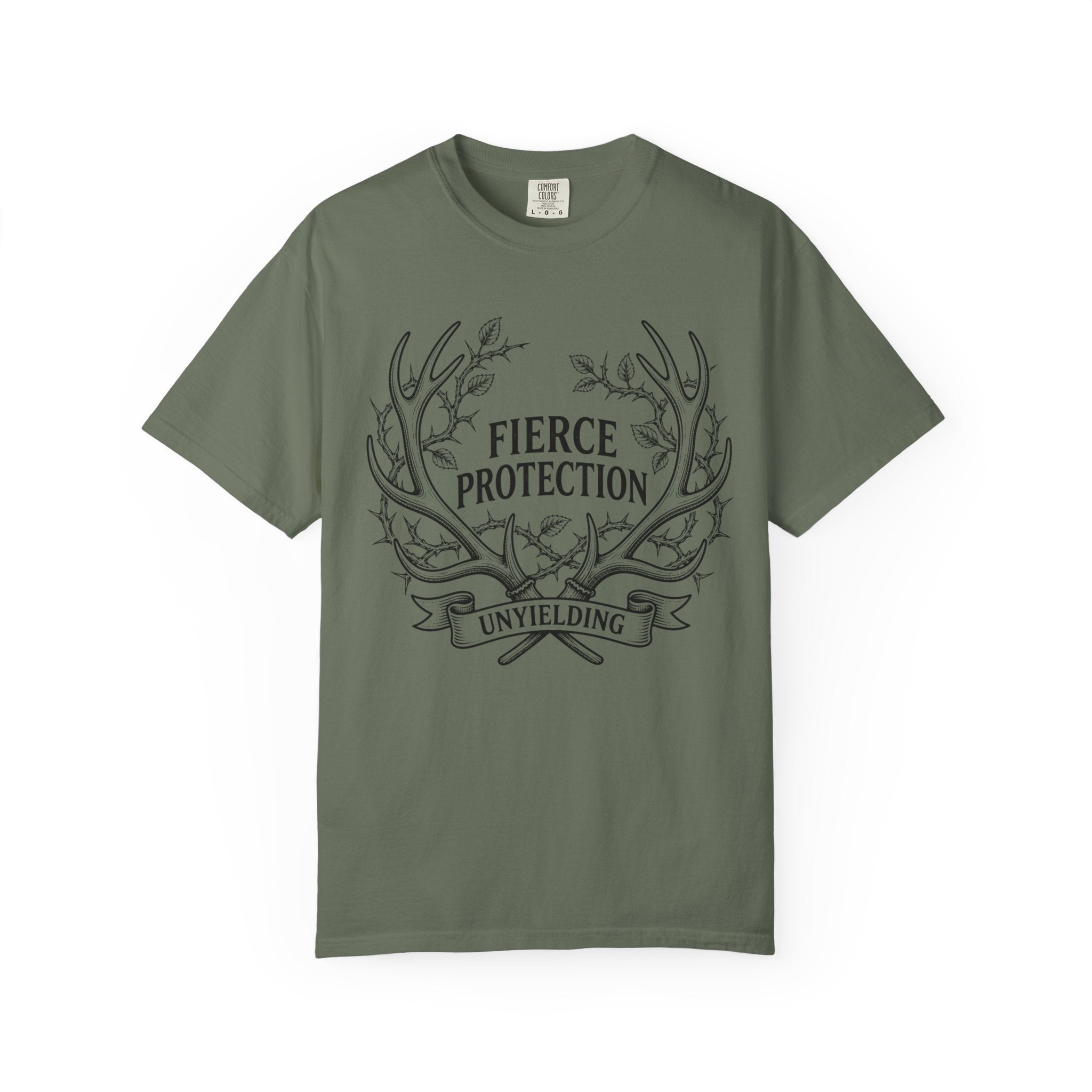 Fierce Protection T-Shirt — 'Fierce Protection, Unyielding' Antler Crest Tee