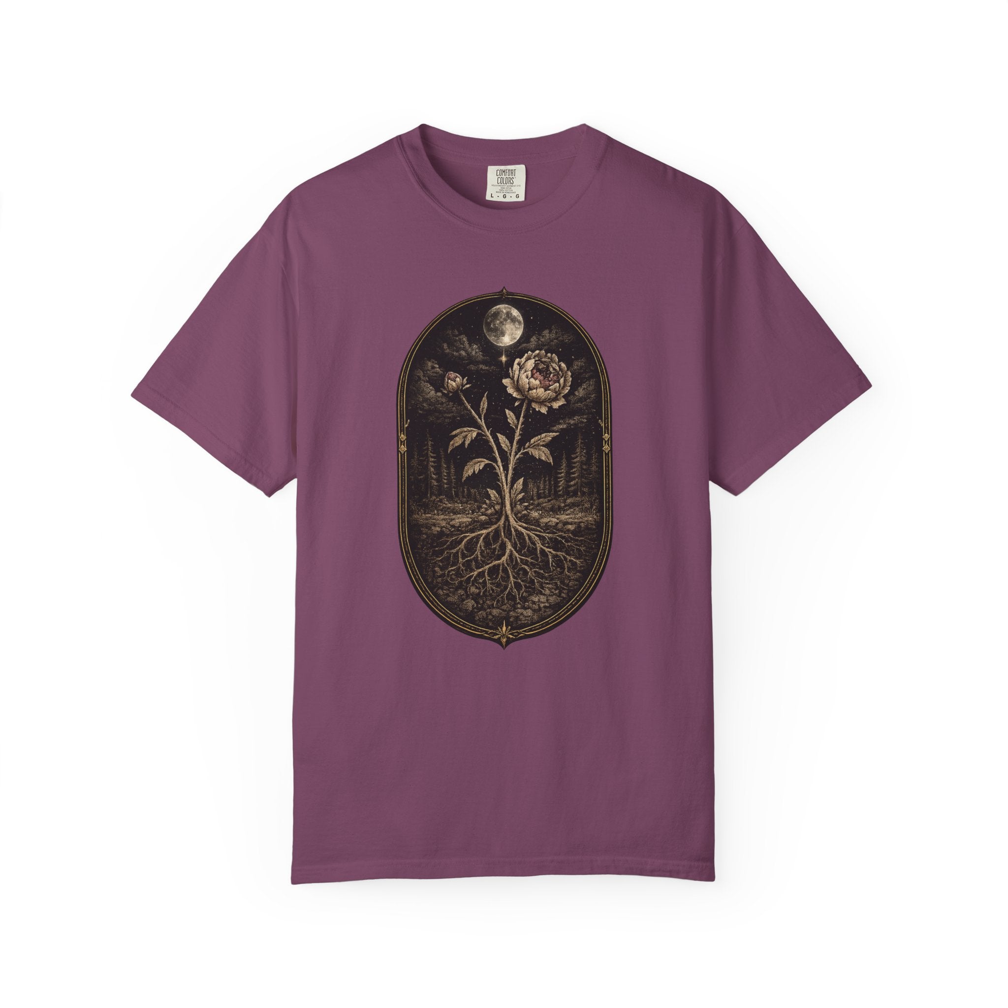 Botanical Moonflower T-Shirt - Vintage Floral with Roots Graphic
