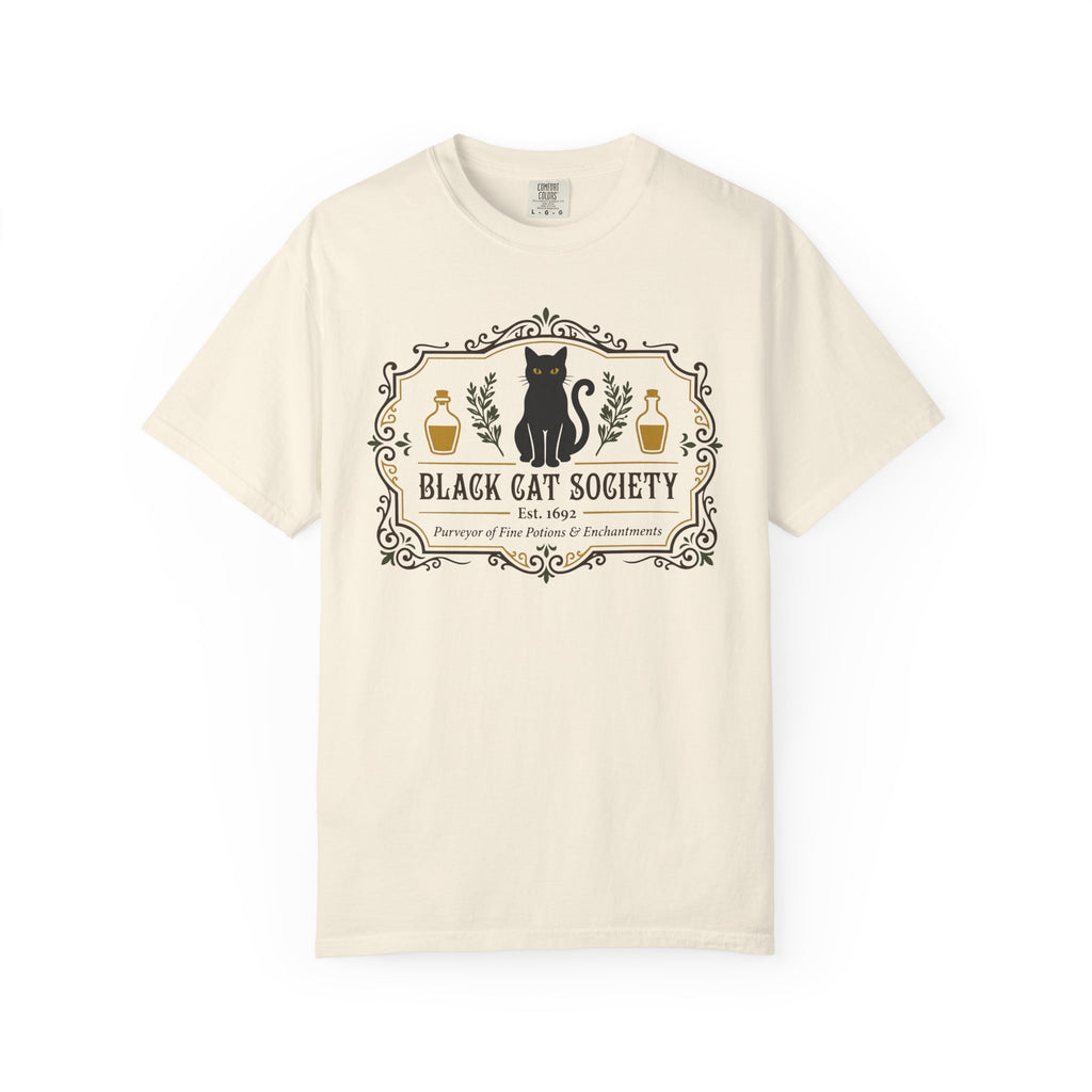 Black Cat Society Shirt Comfort Colors Tee Folklore Clothing Apothecary Graphic TShirt Subtle Witchy Top Mystic Cat Gift