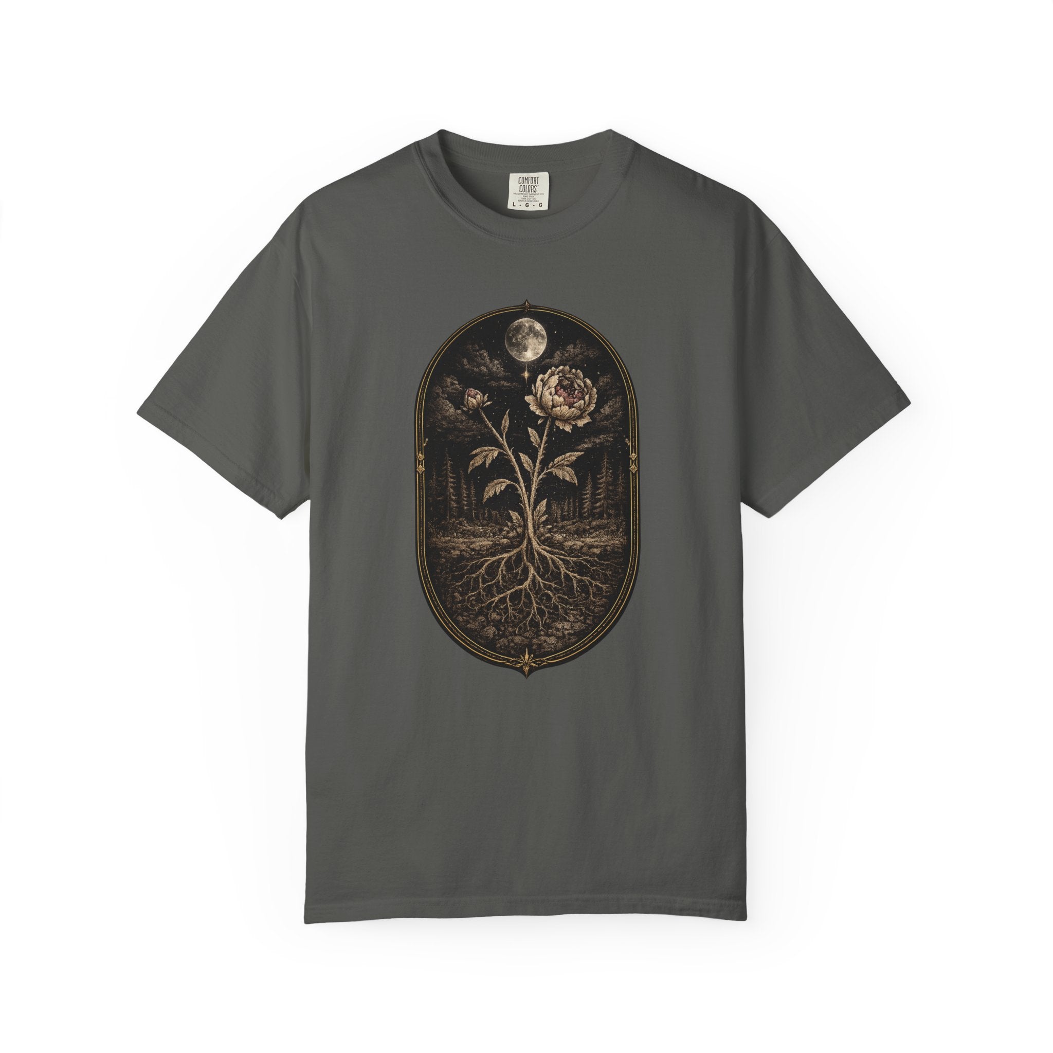 Botanical Moonflower T-Shirt - Vintage Floral with Roots Graphic
