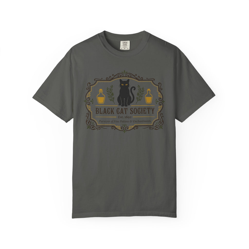 Black Cat Society Shirt Comfort Colors Tee Folklore Clothing Apothecary Graphic TShirt Subtle Witchy Top Mystic Cat Gift