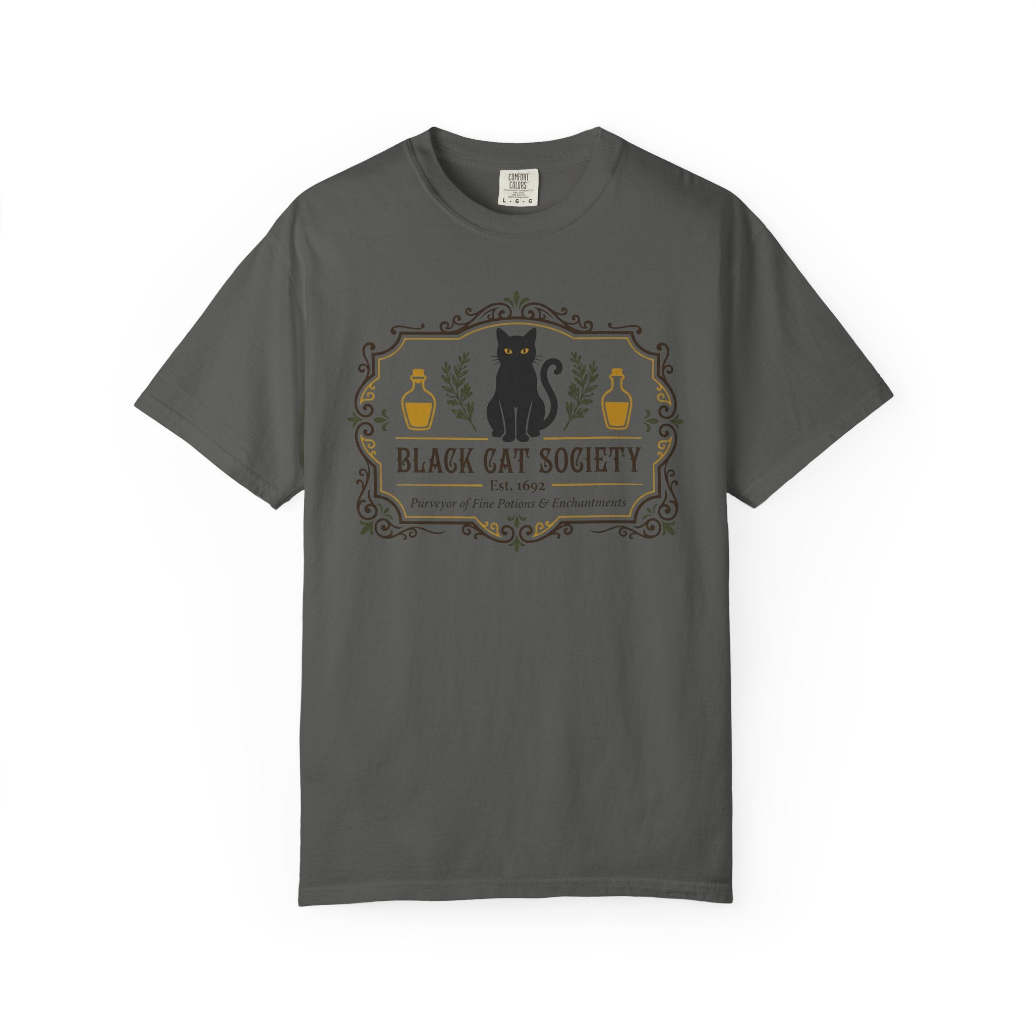 Black Cat Society Shirt Comfort Colors Tee Folklore Clothing Apothecary Graphic TShirt Subtle Witchy Top Mystic Cat Gift