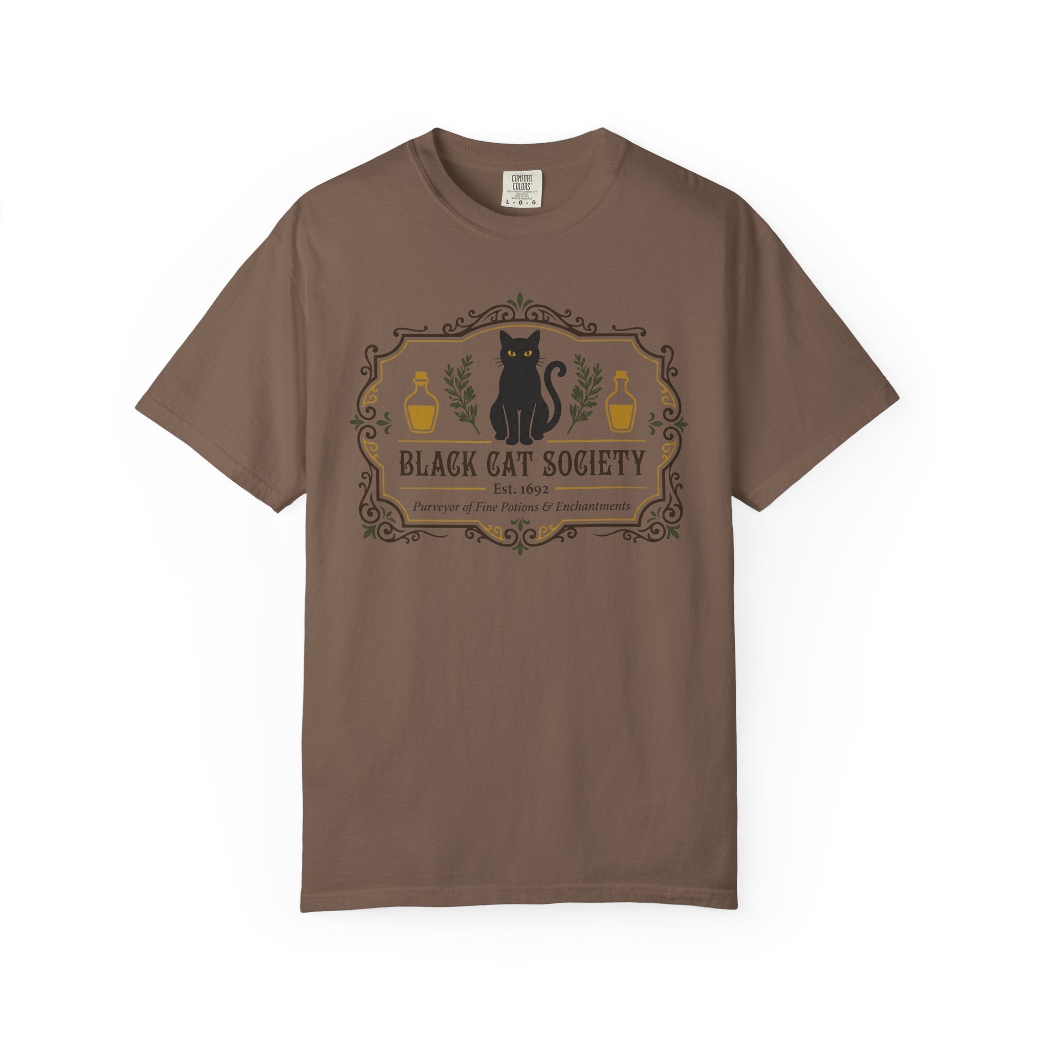 Black Cat Society Shirt Comfort Colors Tee Folklore Clothing Apothecary Graphic TShirt Subtle Witchy Top Mystic Cat Gift