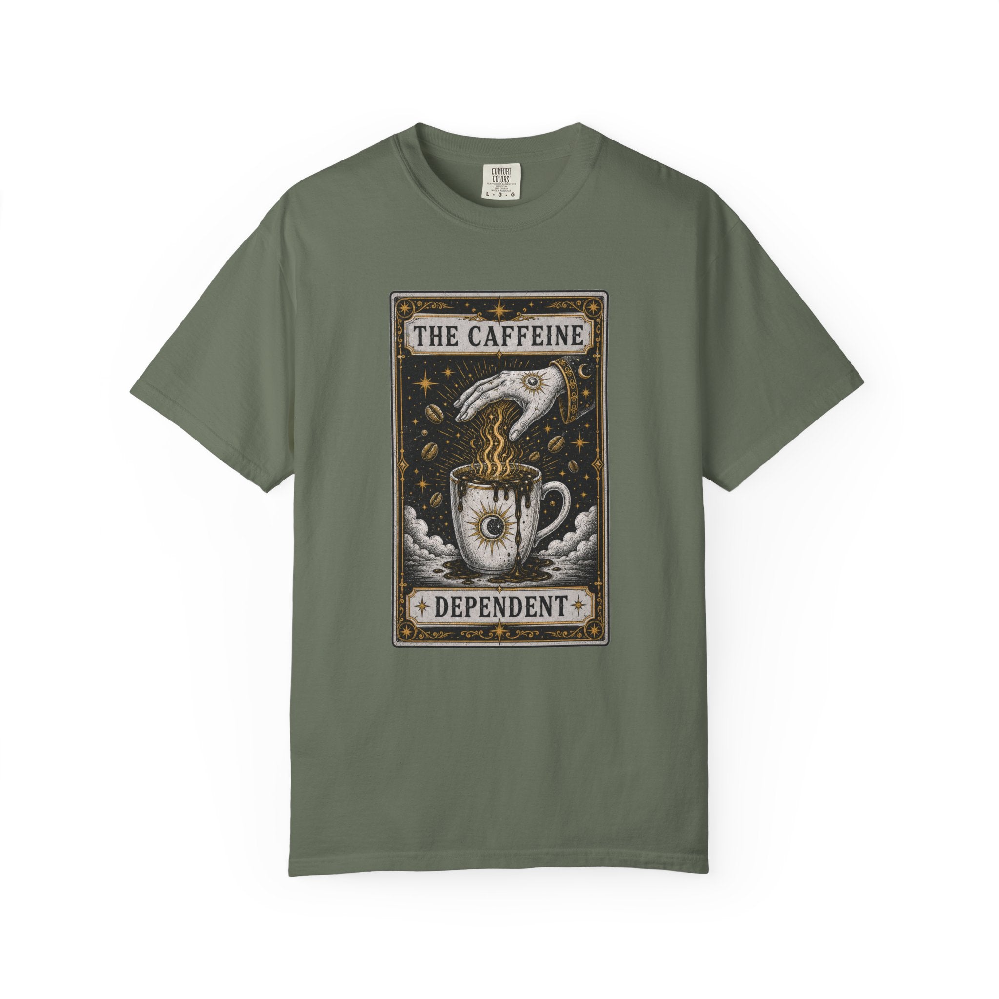 The Caffeine Dependent Tarot Card Shirt - tarot witchy coffee t-shirt