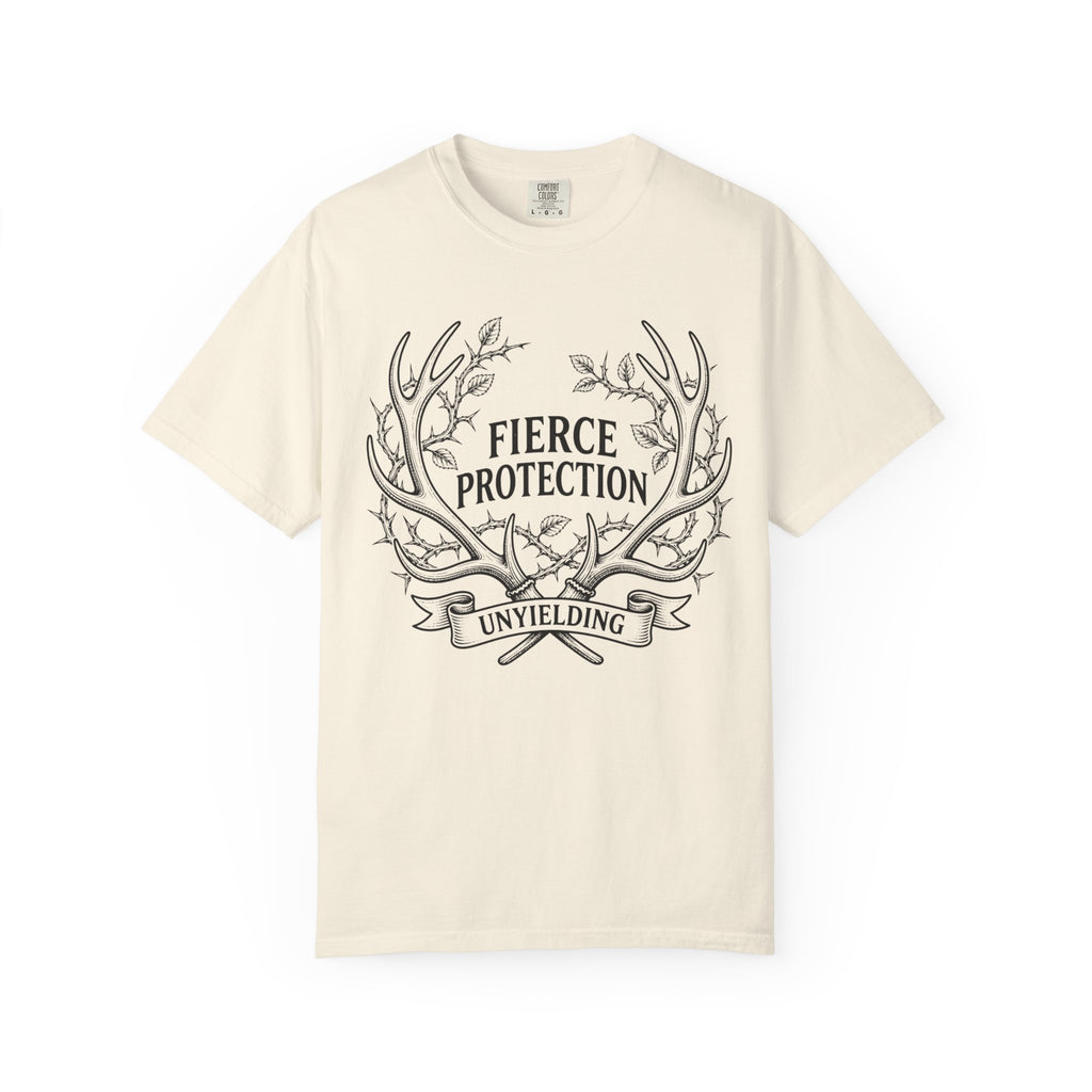 Fierce Protection T-Shirt — 'Fierce Protection, Unyielding' Antler Crest Tee