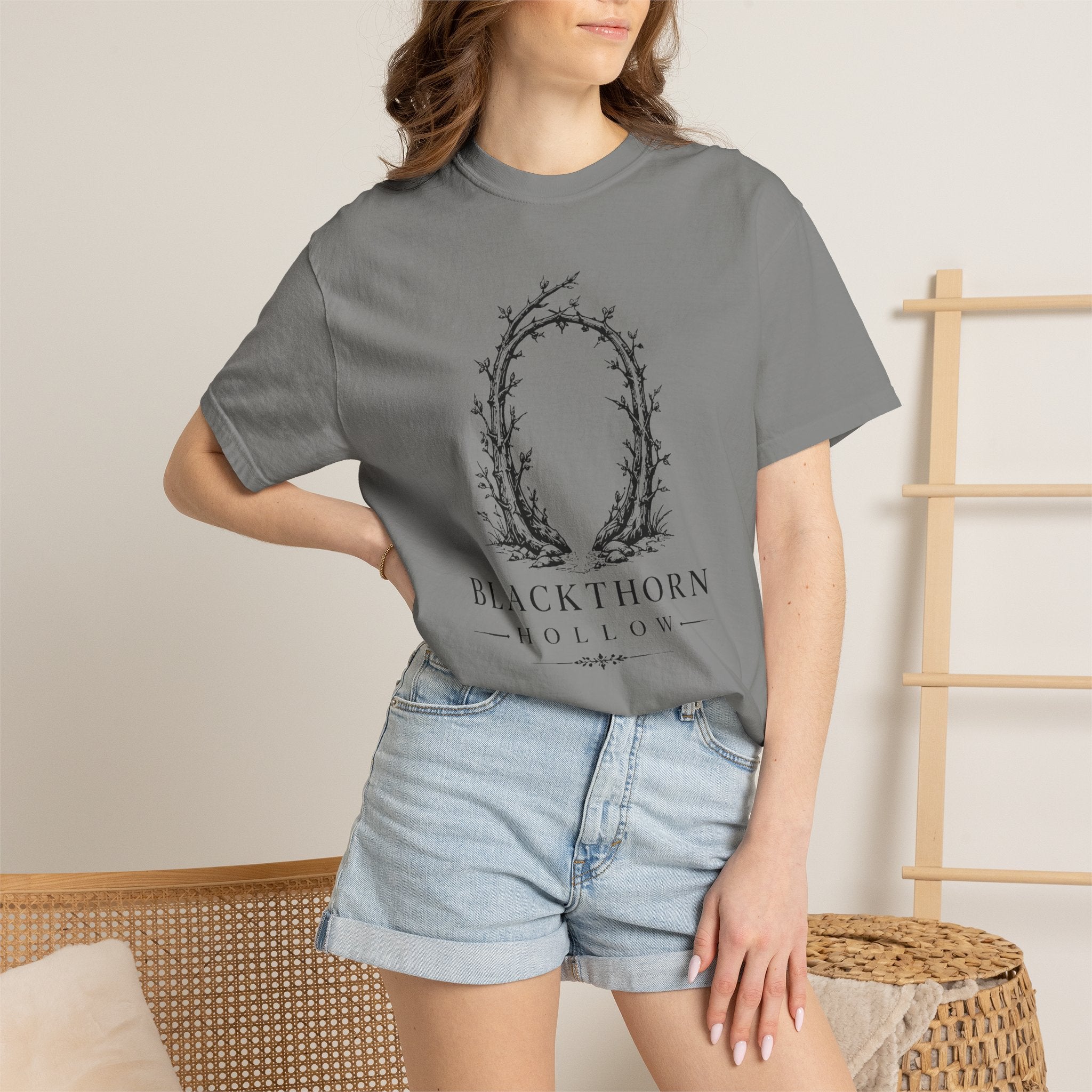 Blackthorn Hollow T-shirt - Vintage Botanical Crest Tee