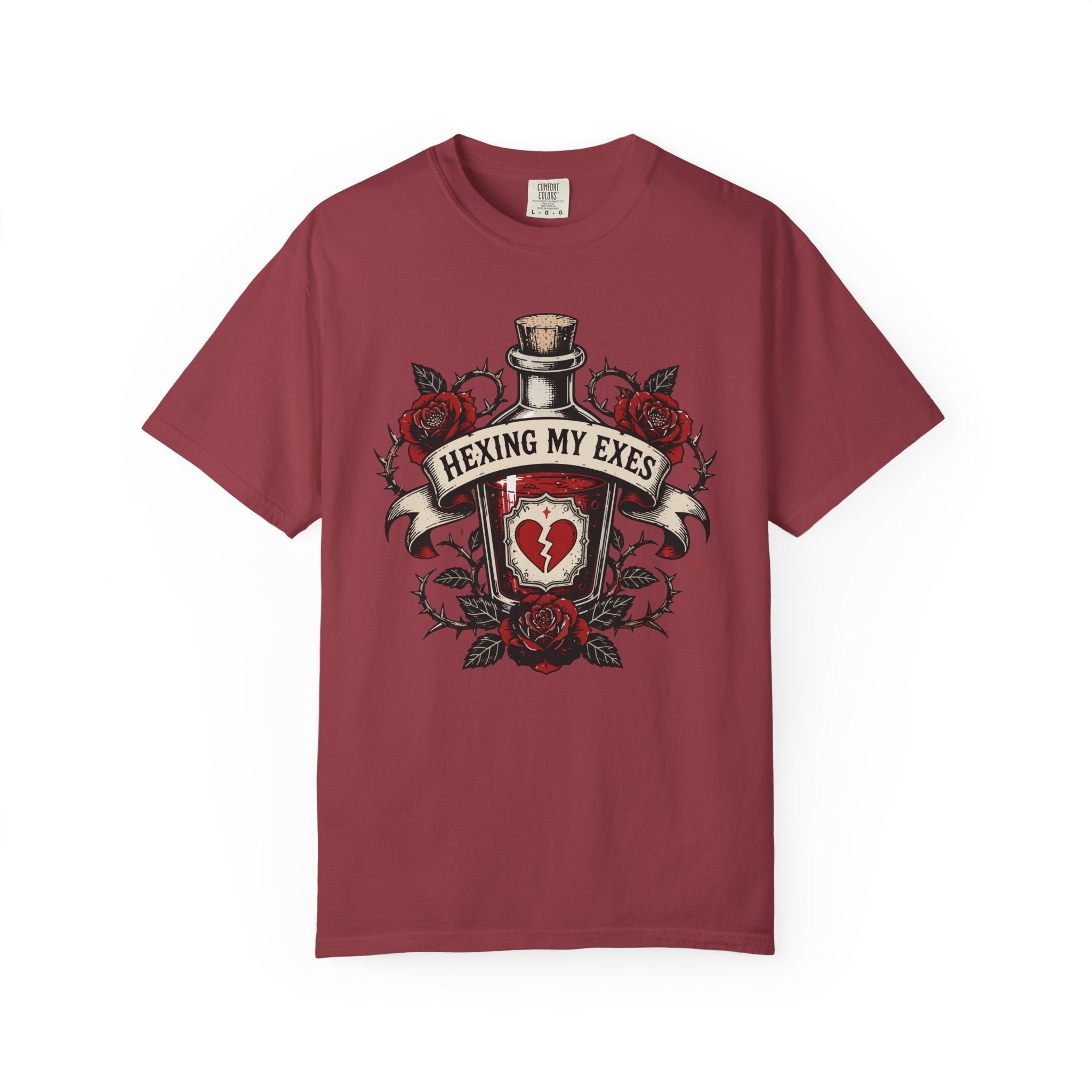 Hexing My Exes - Potion Bottle Design - Gothic Rose, Tattoo Art Style, Humor