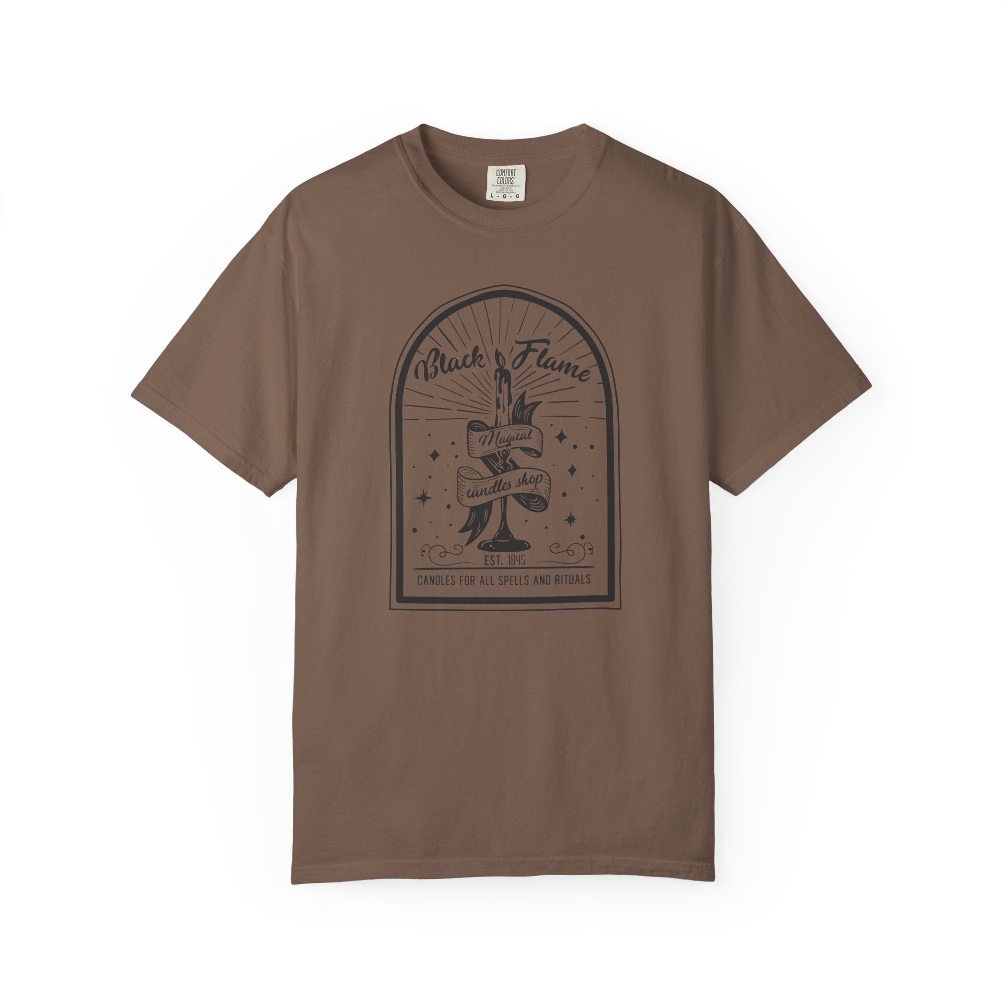 Black Flame Magical Candle Shop Graphic Tee, Gothic Occult Candle Graphic Tee, Witchy Shirt, Dark Academia Mystical Star T-Shirt