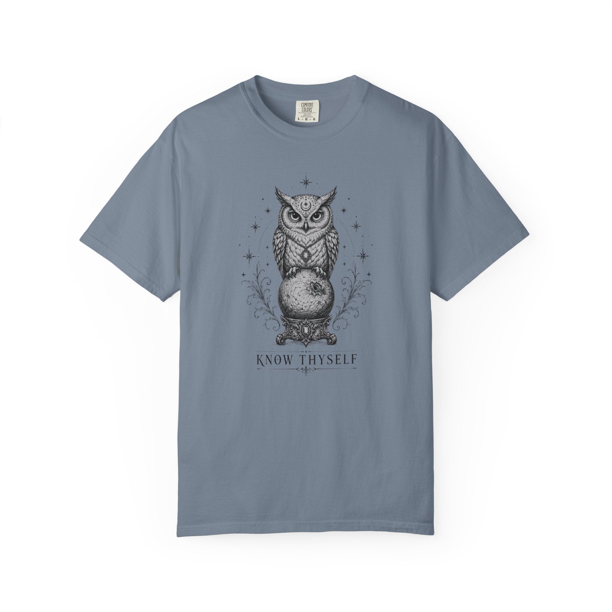 Know Thyself Owl T-Shirt - THE INK OF THE GRIMOIRES - Mystic Owl Graphic Tee