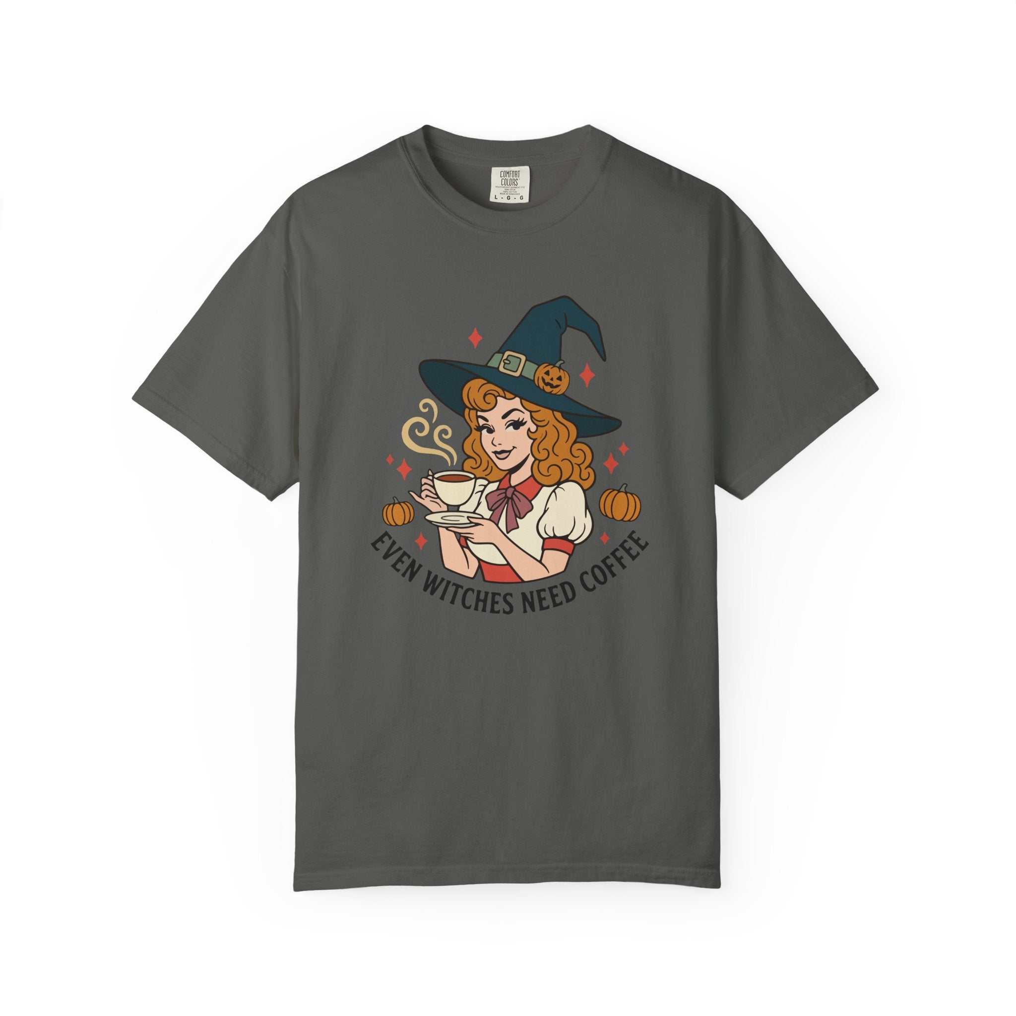 Witch Coffee T-Shirt — "Even Witches Need Coffee" Halloween Tee