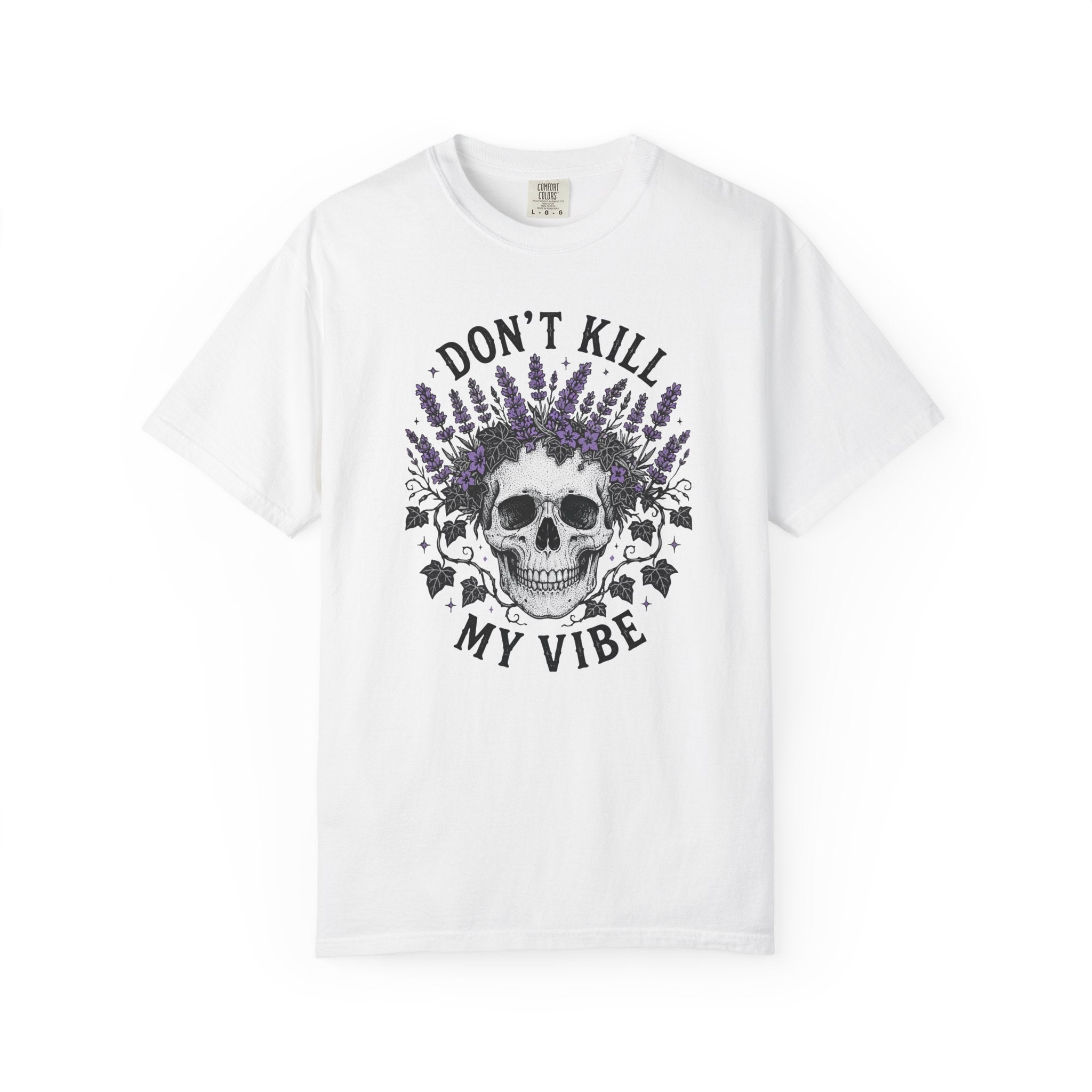Don't Kill My Vibe Skull T-Shirt — Lavender Skull Graphic Tee