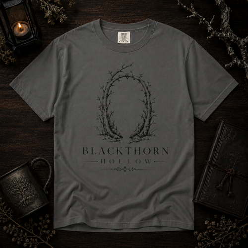 Blackthorn Hollow T-shirt - Vintage Botanical Crest Tee