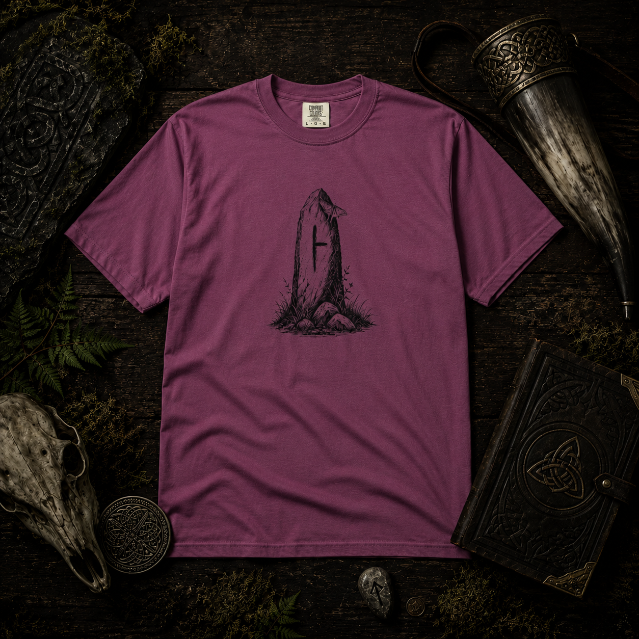 The Beith Stone Tee – Birch and Beginnings - Premium Vintage Art Graphic Tee - Blackthorn Hollow