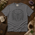 Transformation Moth T-Shirt — Crescent Moon & Botanical Graphic