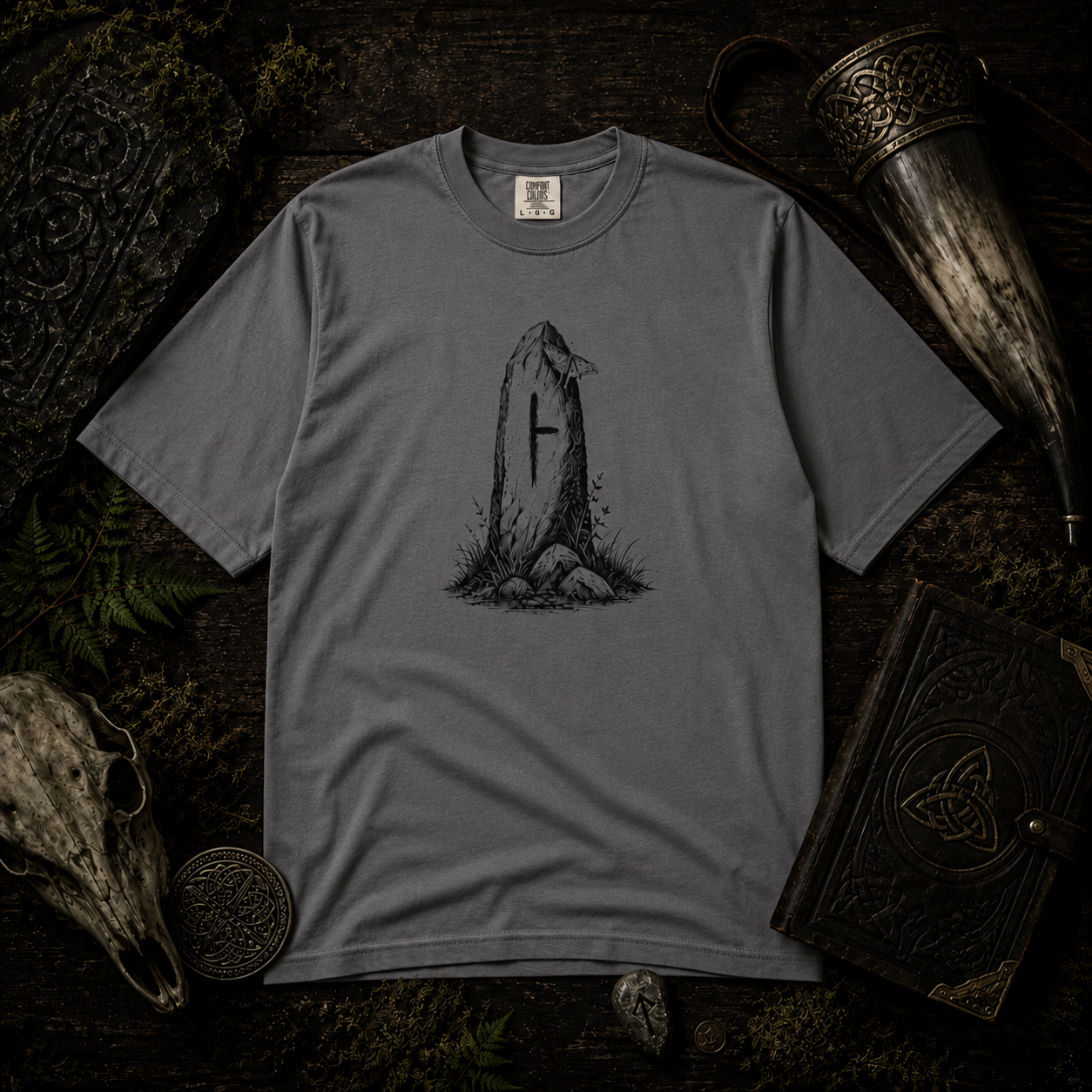 The Beith Stone Tee – Birch and Beginnings - Premium Vintage Art Graphic Tee - Blackthorn Hollow