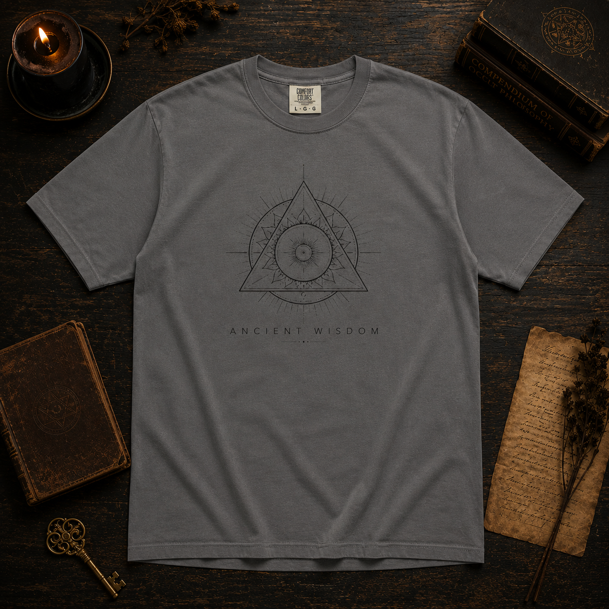 Ancient Wisdom Graphic Tee • Occult Sacred Geometry Shirt