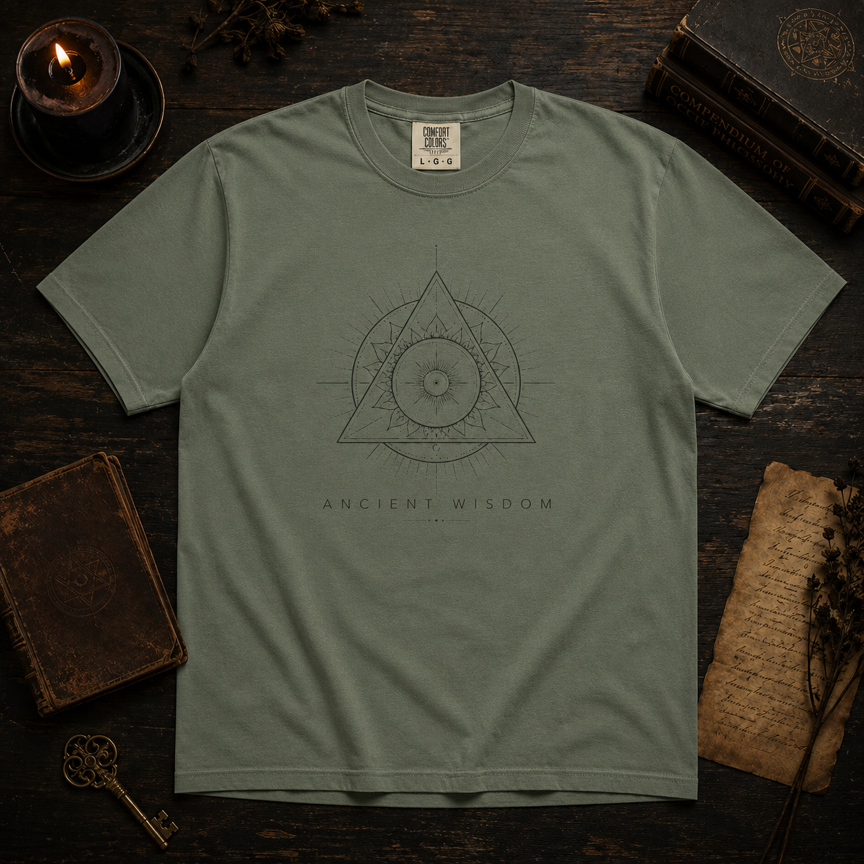 Ancient Wisdom Graphic Tee • Occult Sacred Geometry Shirt